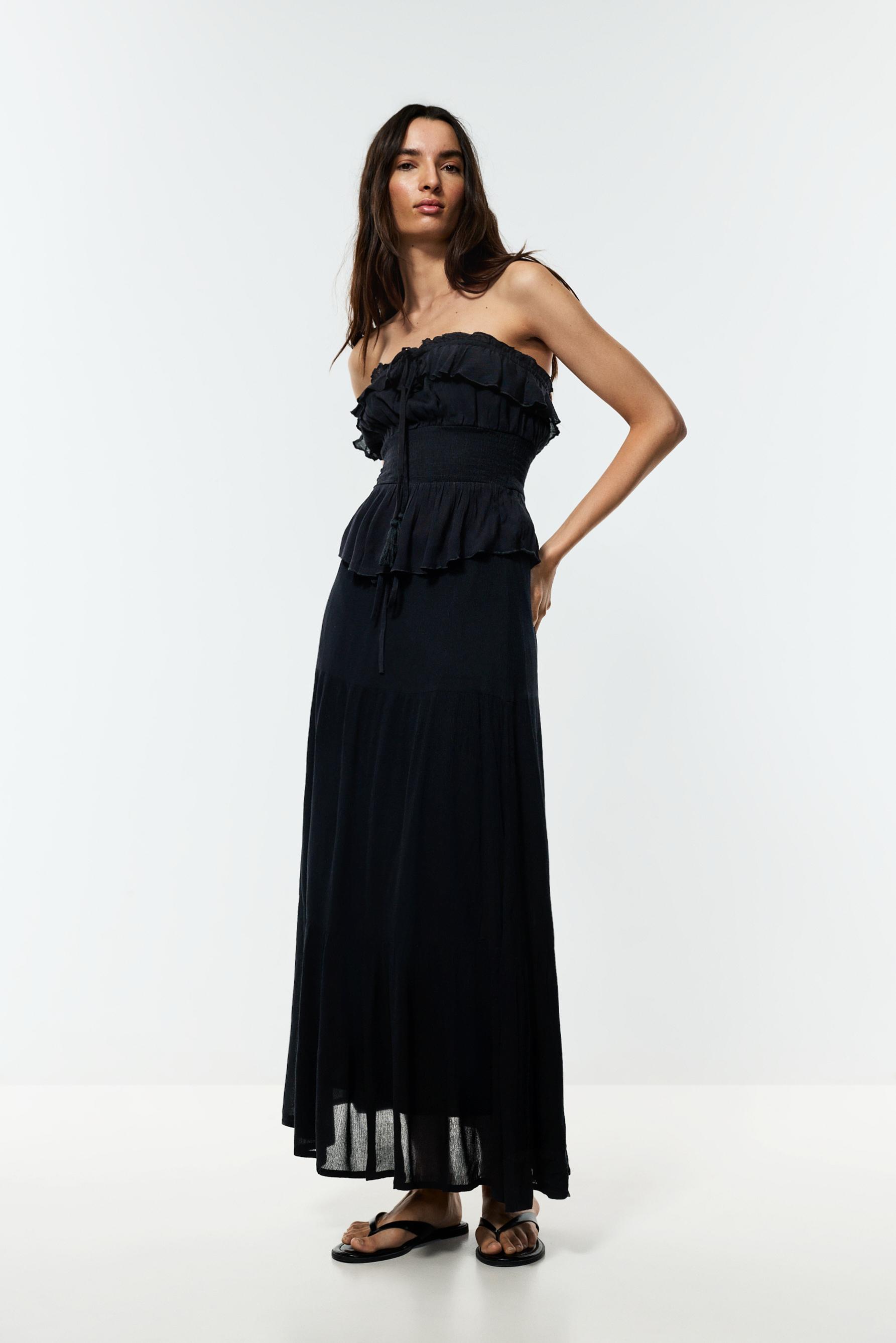 Basic textured midi skirt — BLACK