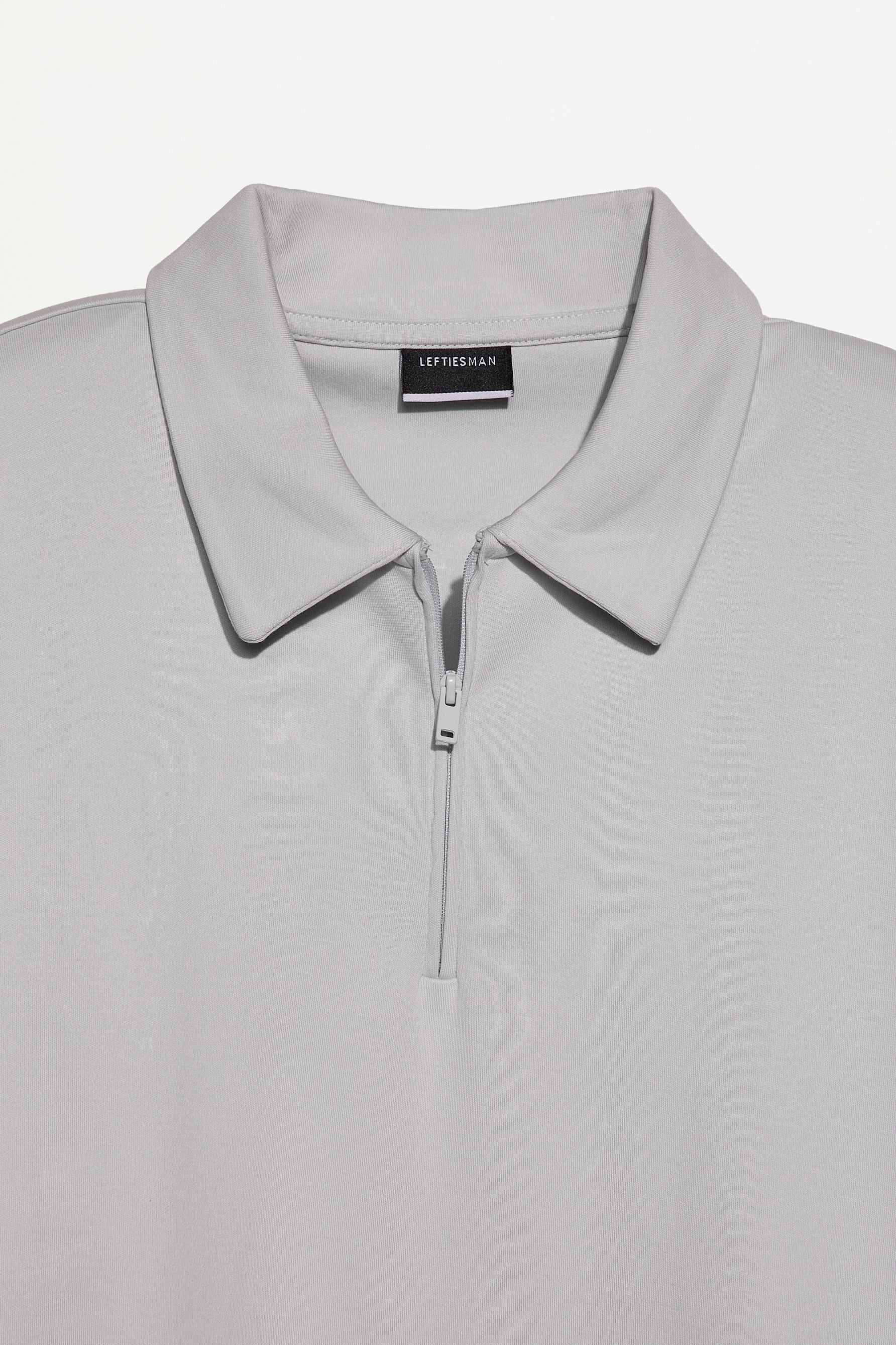 Interlock zip-up polo shirt — PALE BLUE