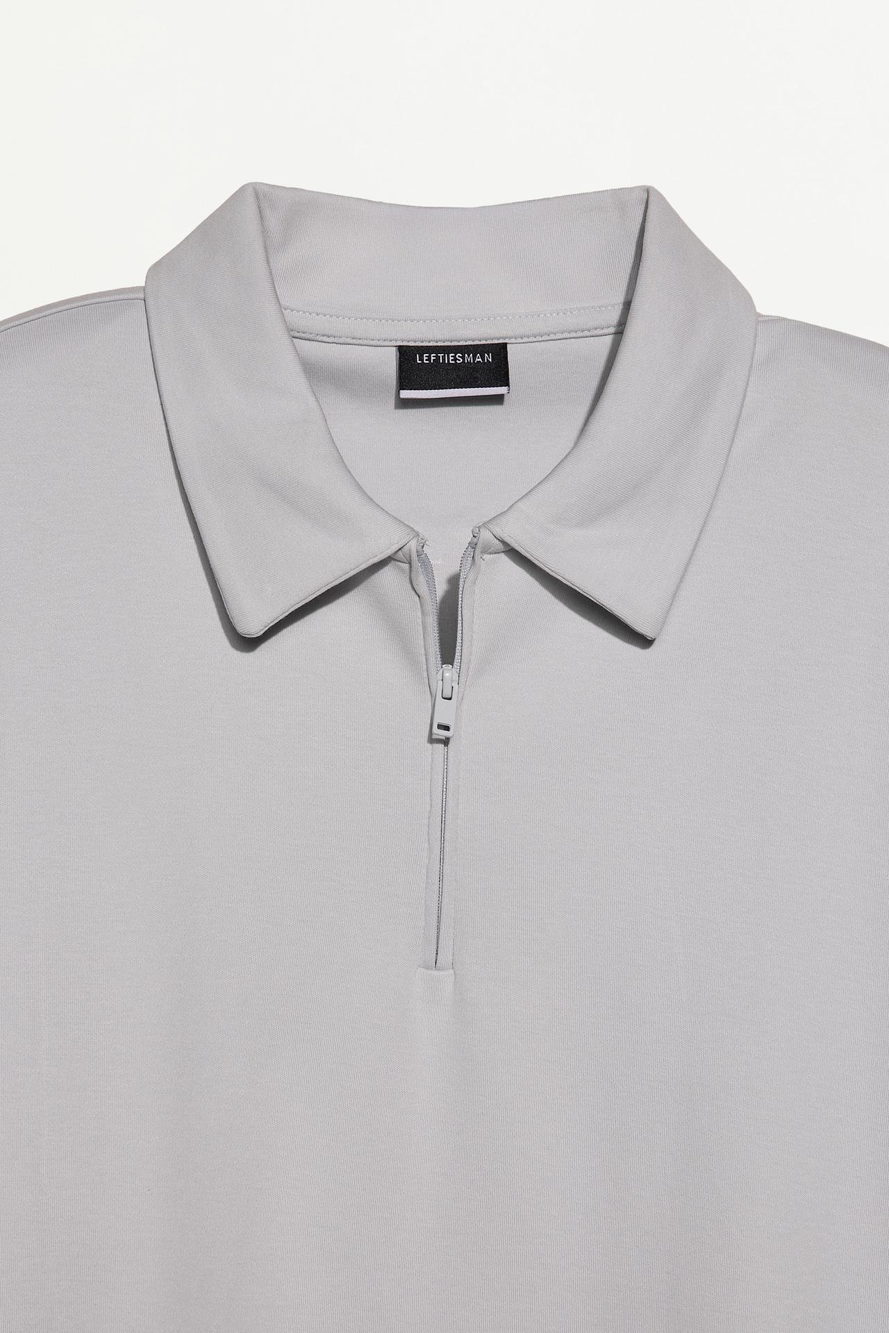 Interlock zip-up polo shirt — PALE BLUE