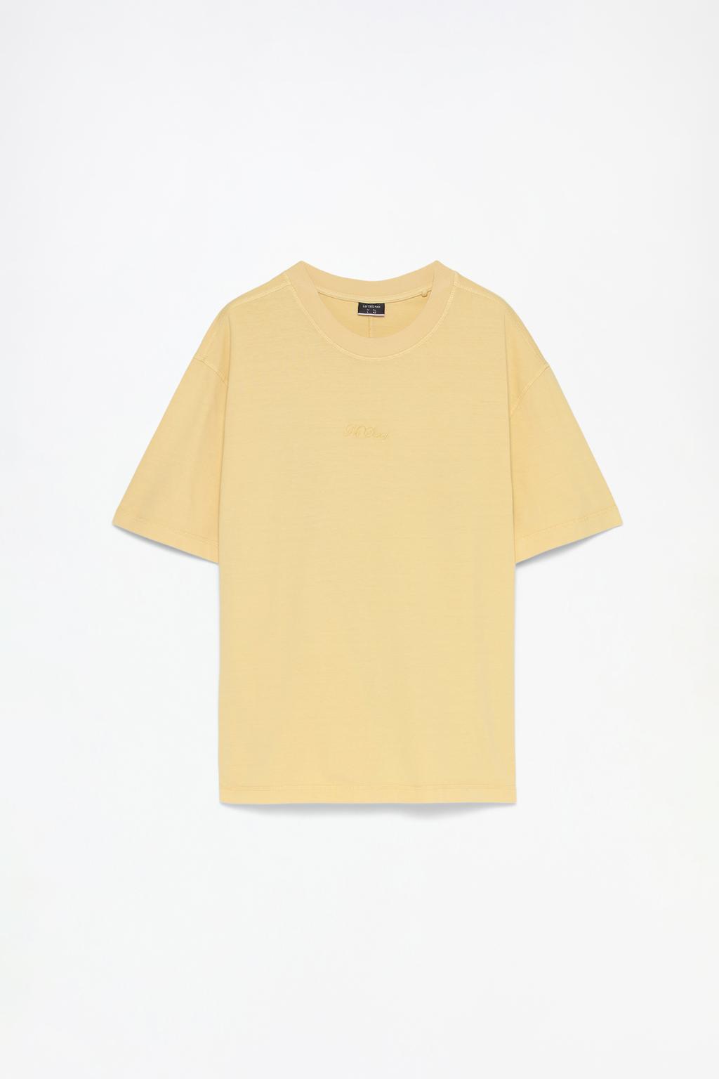 Faded-effect embroidered T-shirt