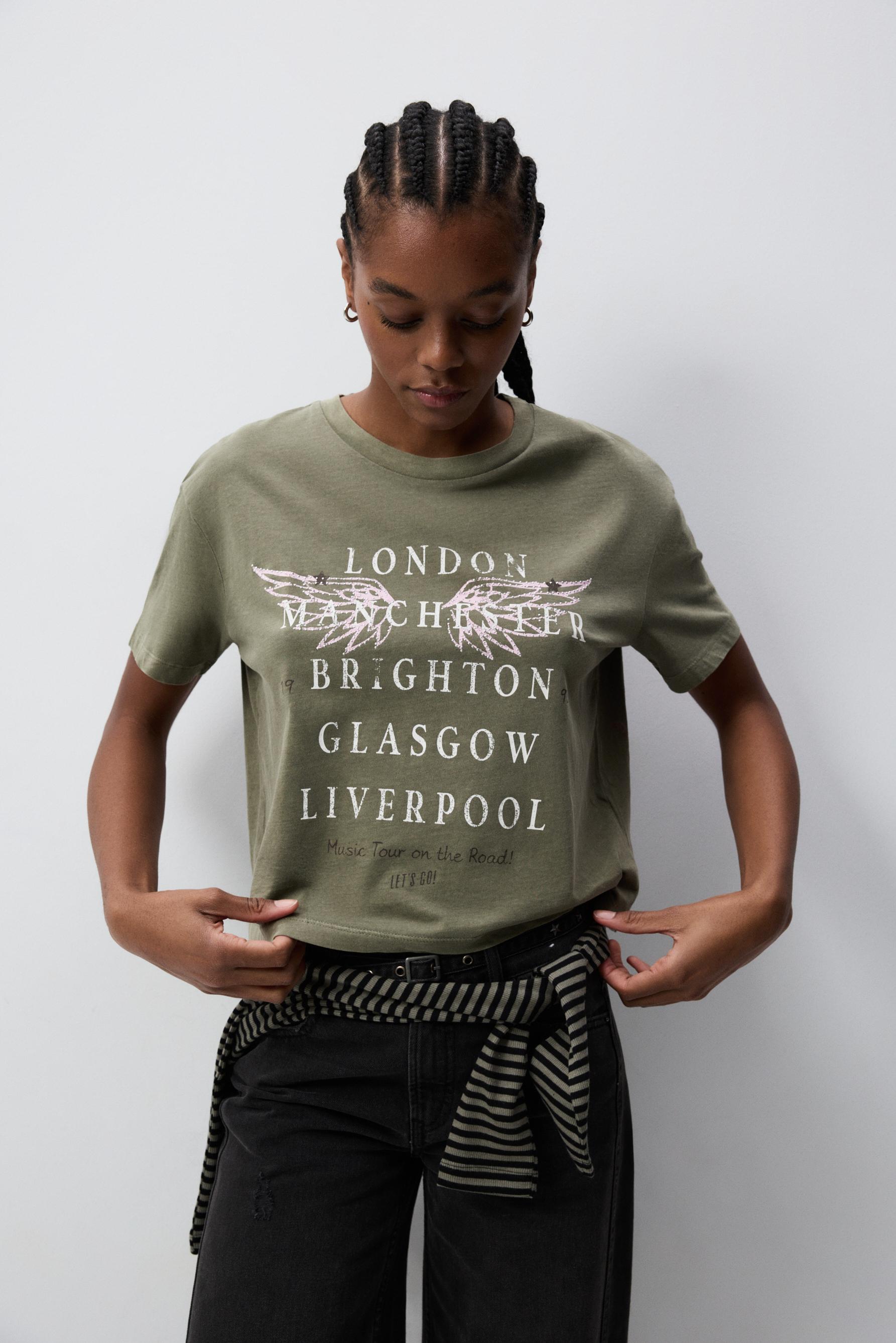 Camiseta estampada efecto lavado