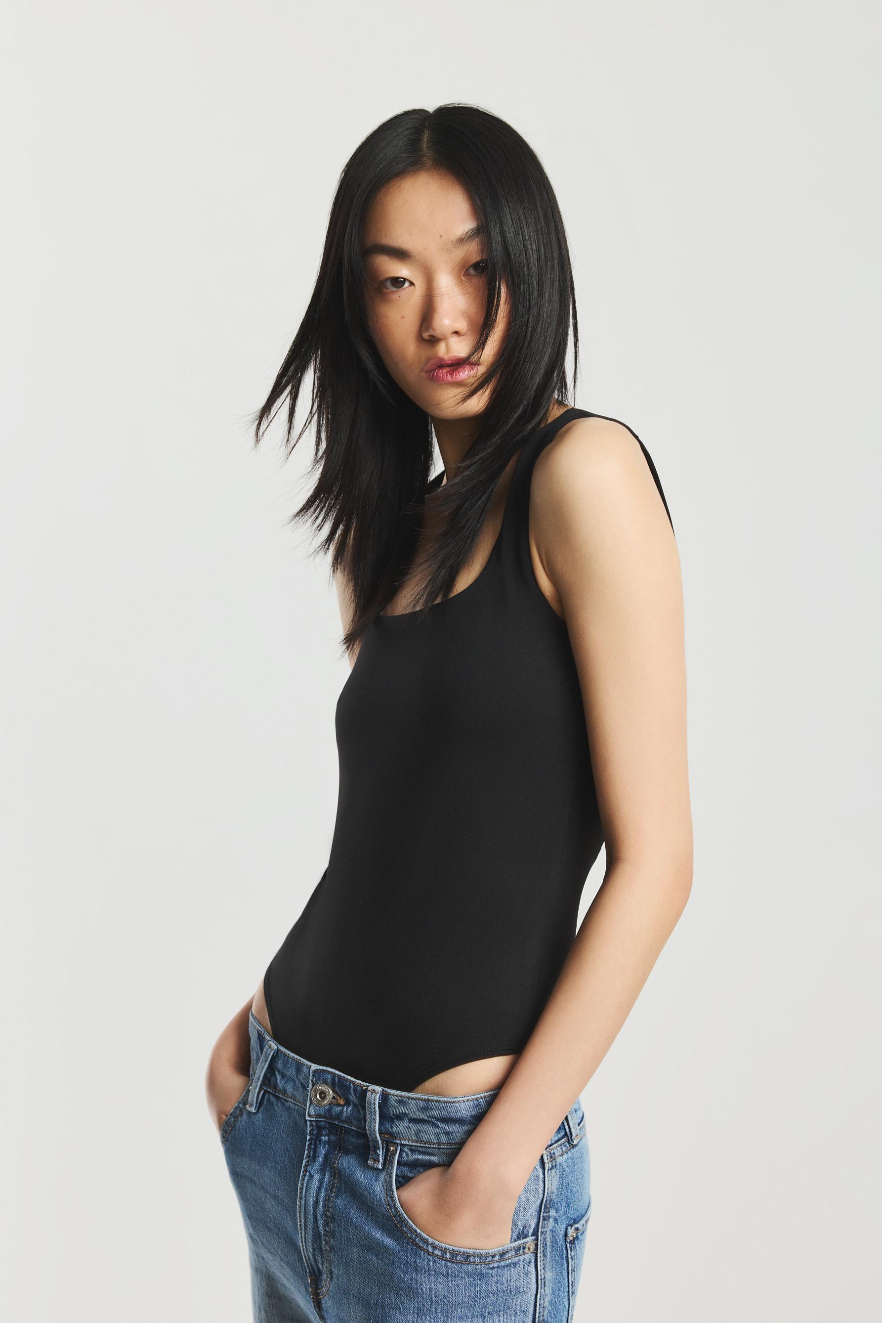 Polyamide strap bodysuit — BLACK