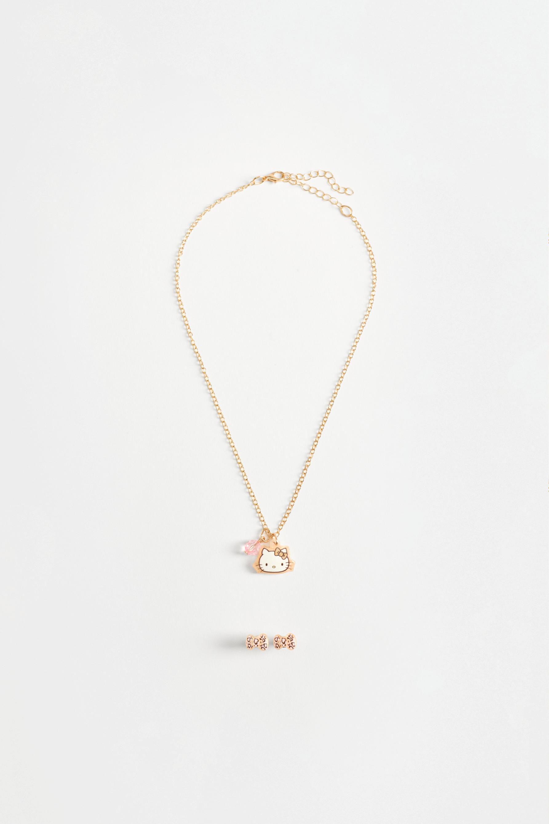 Hello Kitty ©SANRIO necklace and earrings set — BEIGE