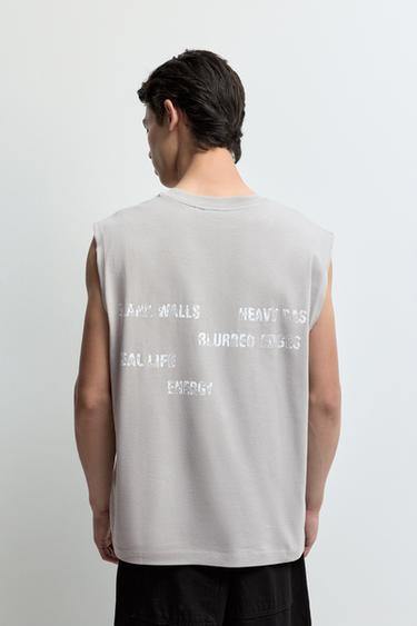 Faded-effect printed sleeveless T-shirt — ASH 3