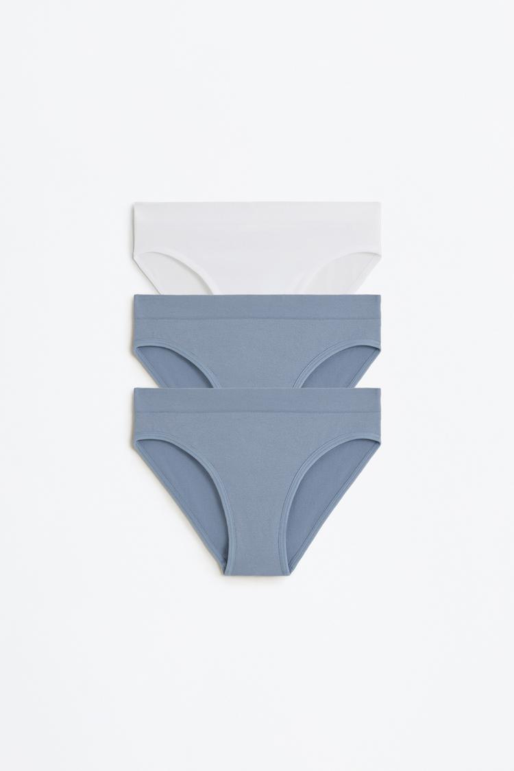 Seamless briefs (Pack of 3) — WHITE/SKY BLUE