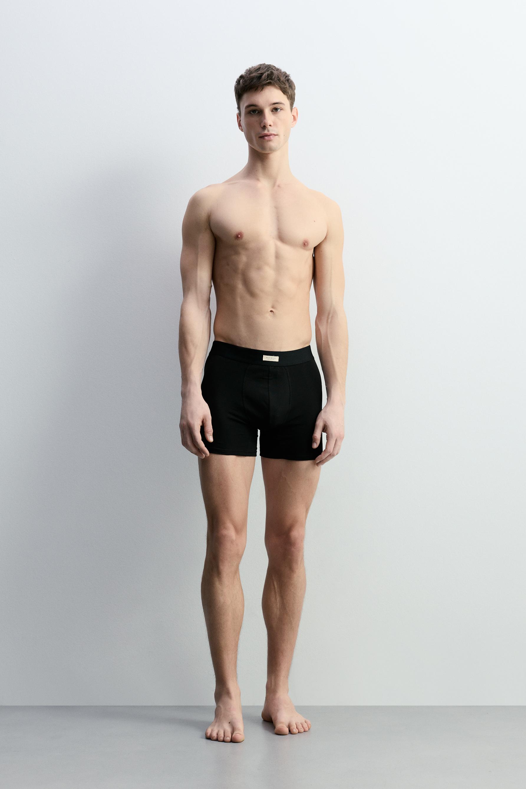 3-pack of long basic boxers — BLACK