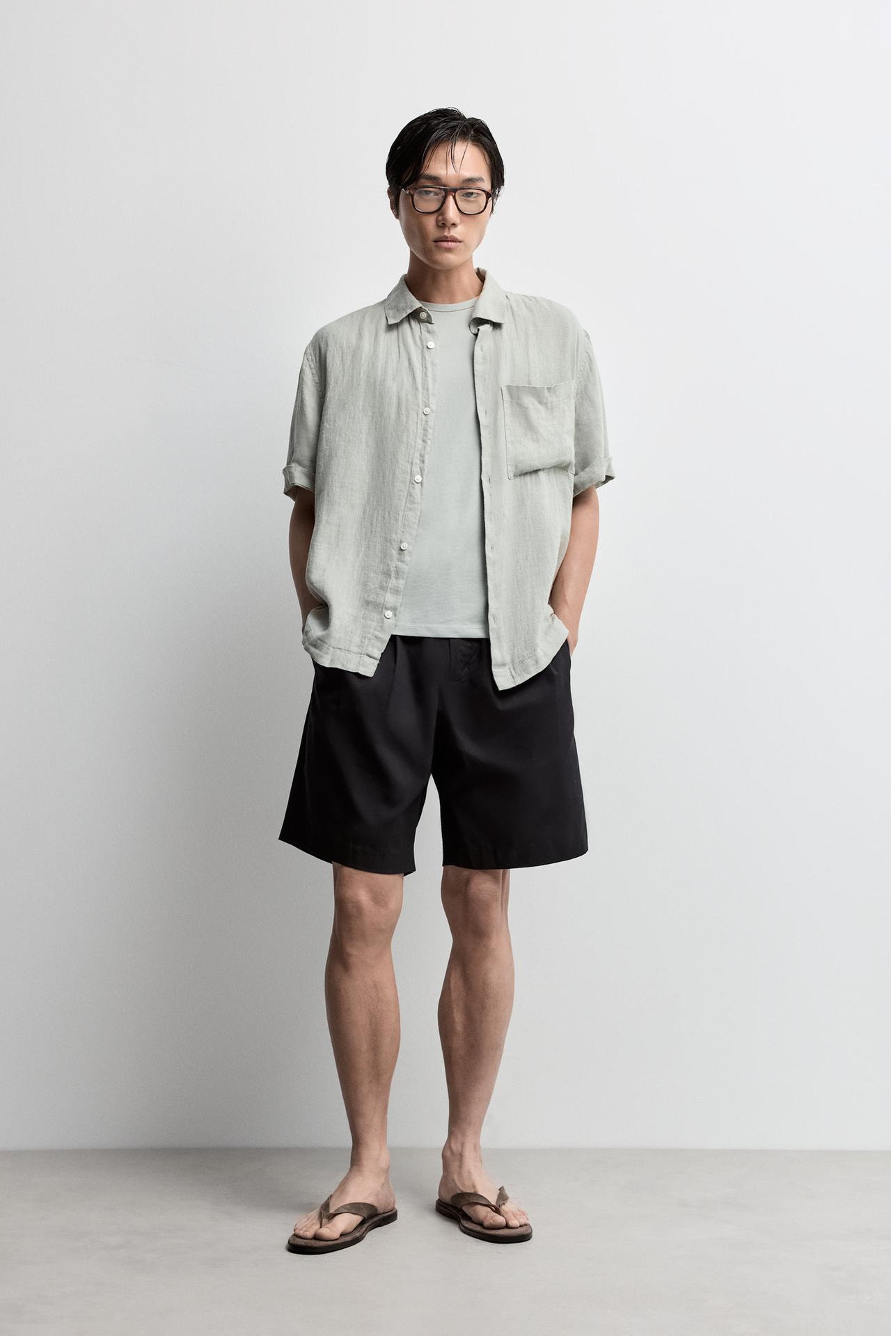 100% linen shirt — WATER GREEN