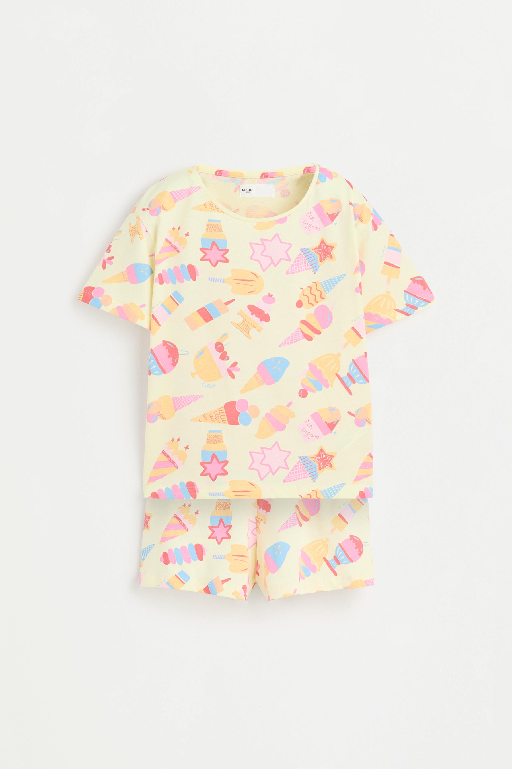 Short printed pyjamas — PASTEL YELLOW