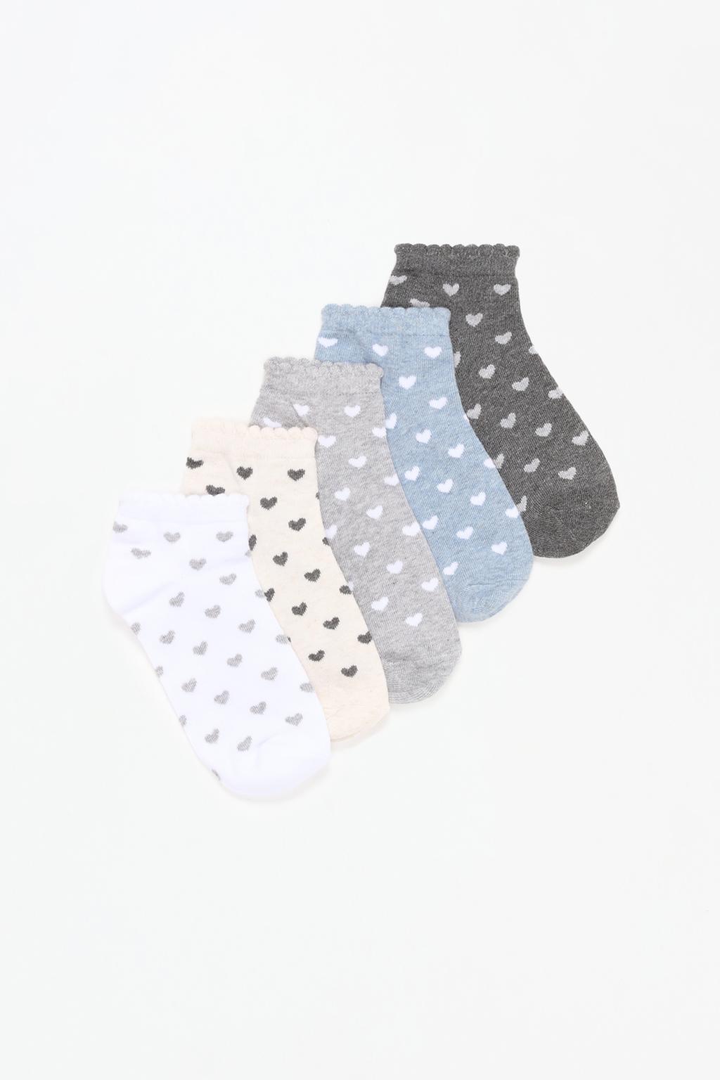 Pack of 5 pairs of heart ankle socks