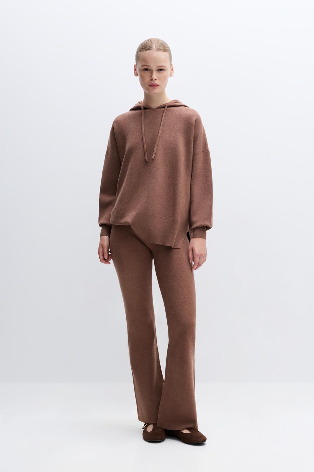 Knitted bell bottom trousers