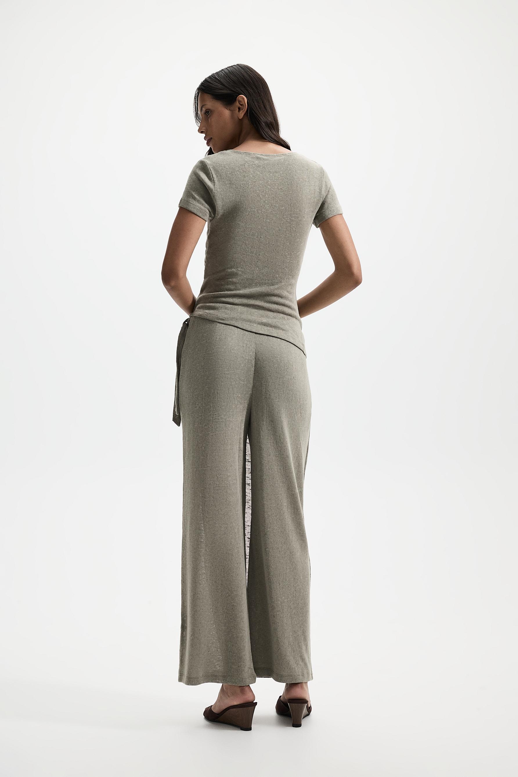 Wide-leg sarong trousers — PALE KHAKI