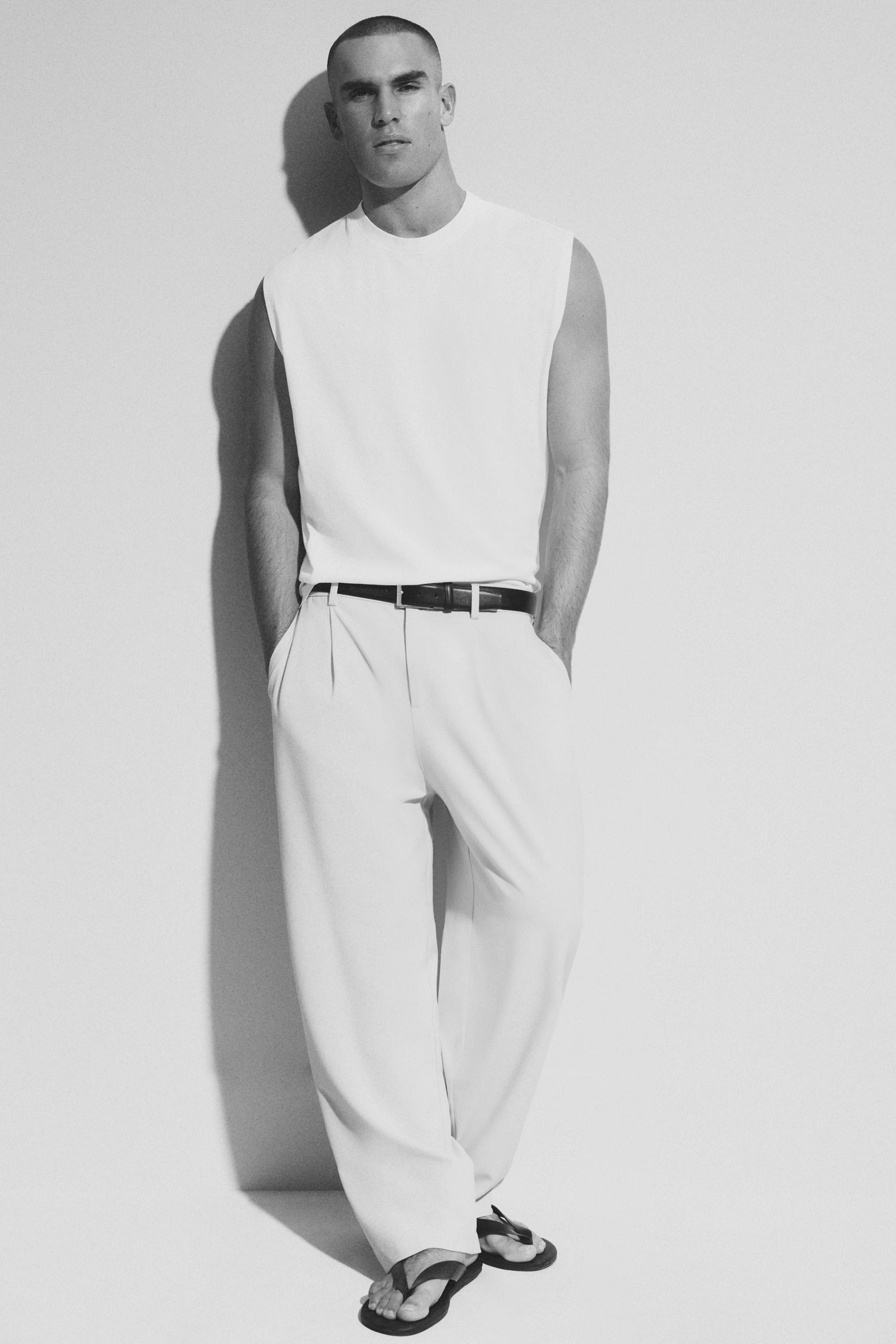 Faded-effect sleeveless T-shirt — OFF WHITE