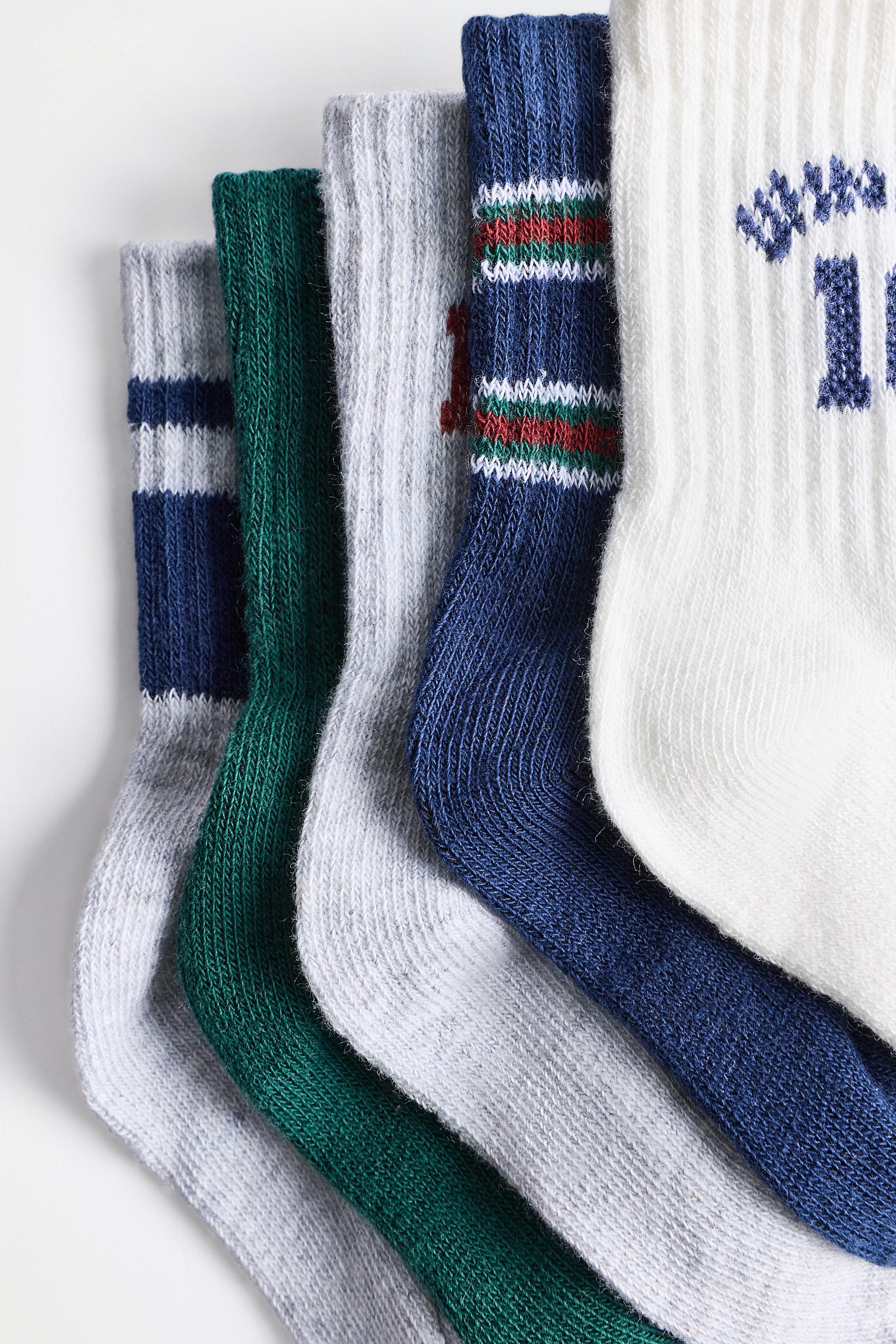Ribbed contrast long socks (5-pack) — GREY MARL