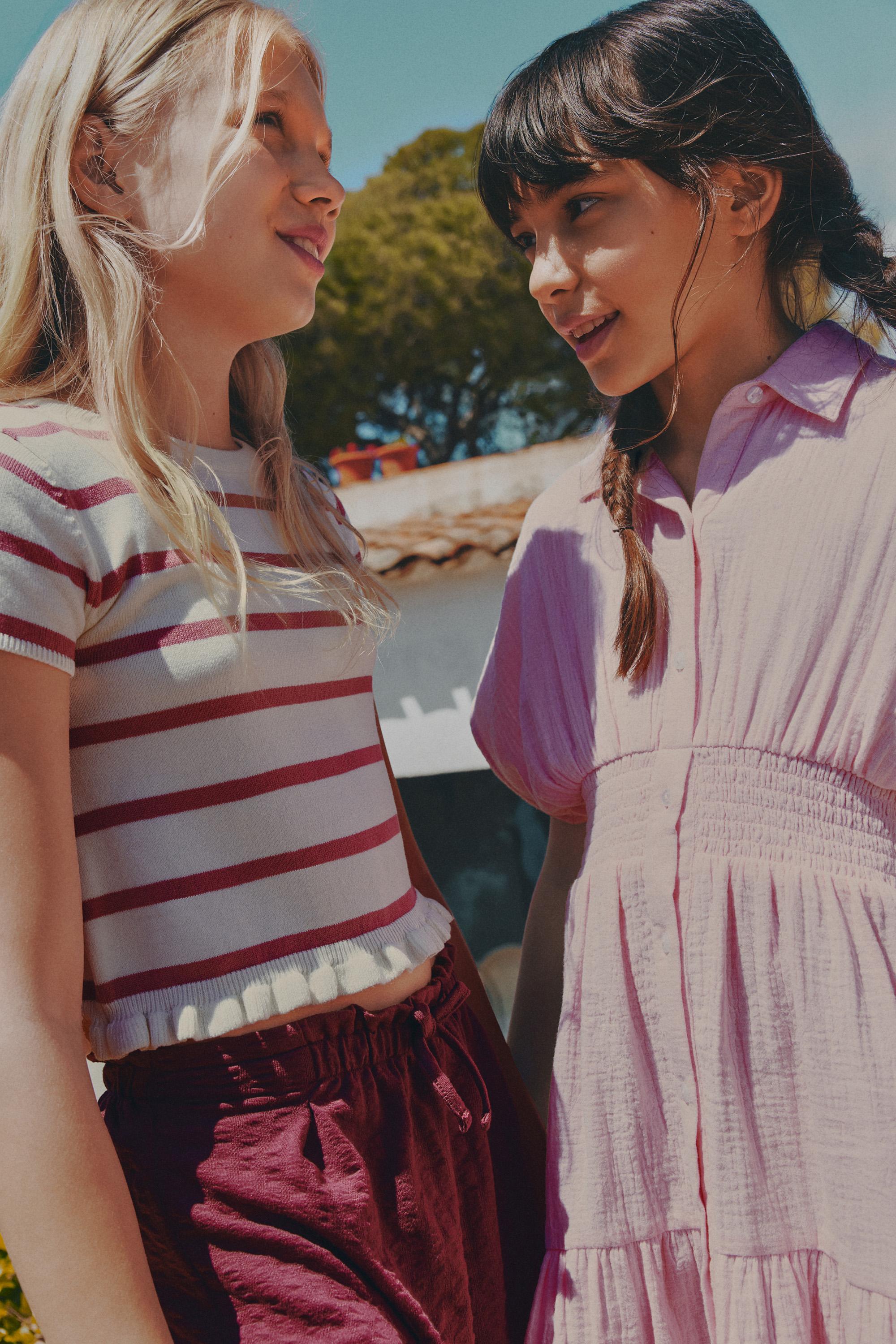 Ruffled hem top — PINK