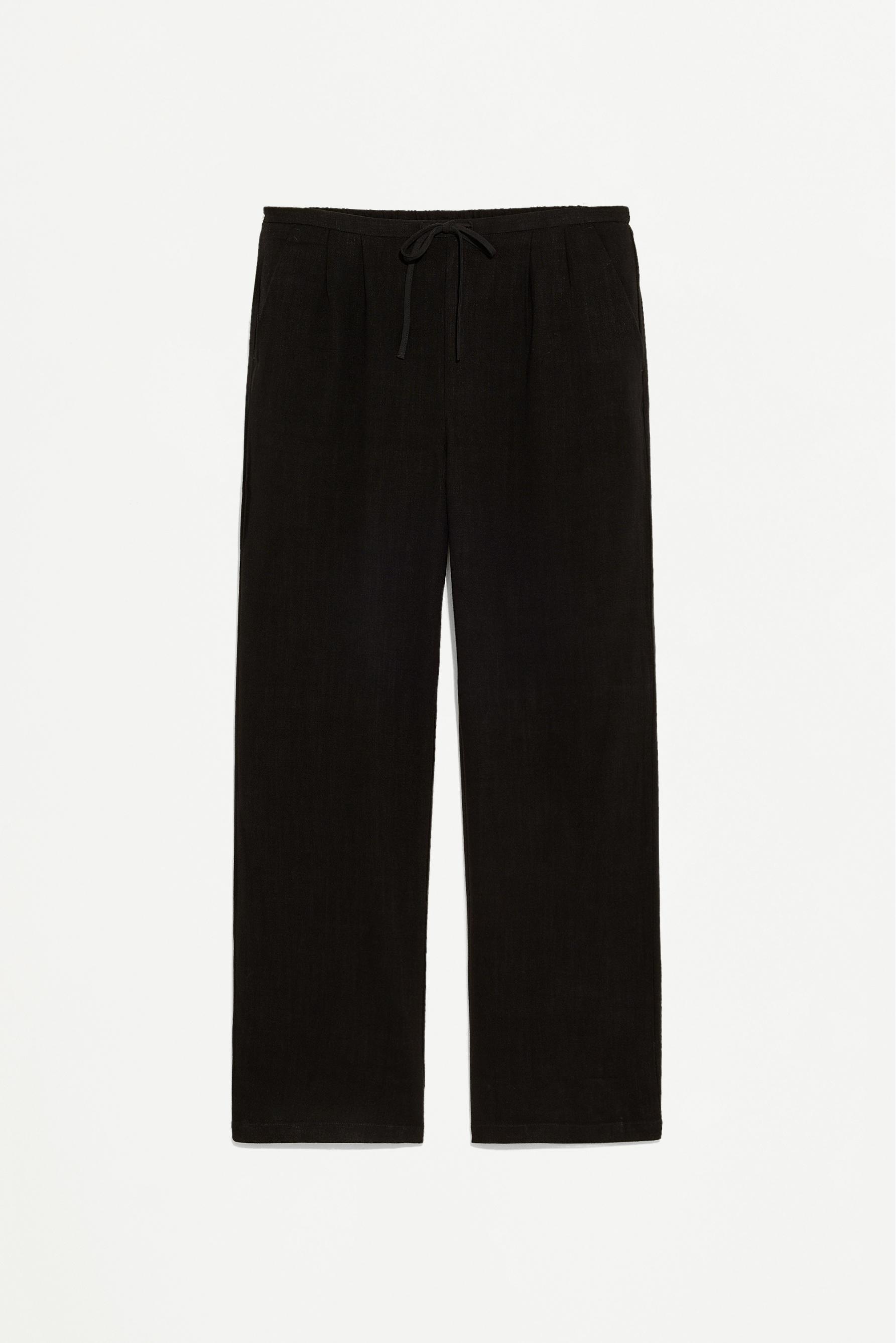 Rustic wide-leg trousers — BLACK