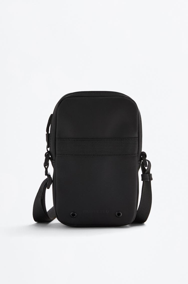 Rubberized crossbody bag — BLACK