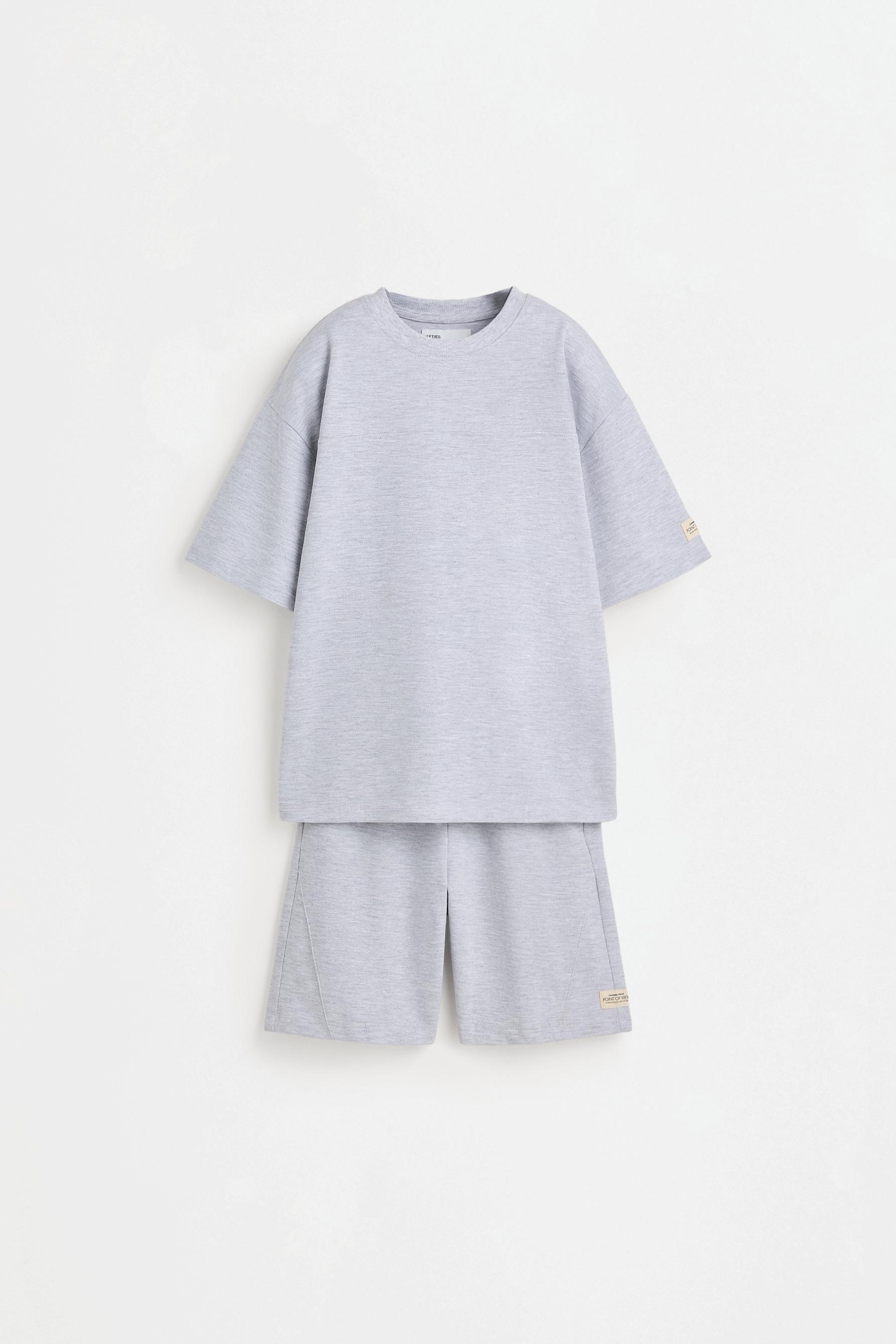 Piqué T-shirt and Bermuda shorts co-ord — GREY MARL