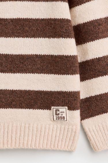 Striped zip sweater — DARK BROWN 3