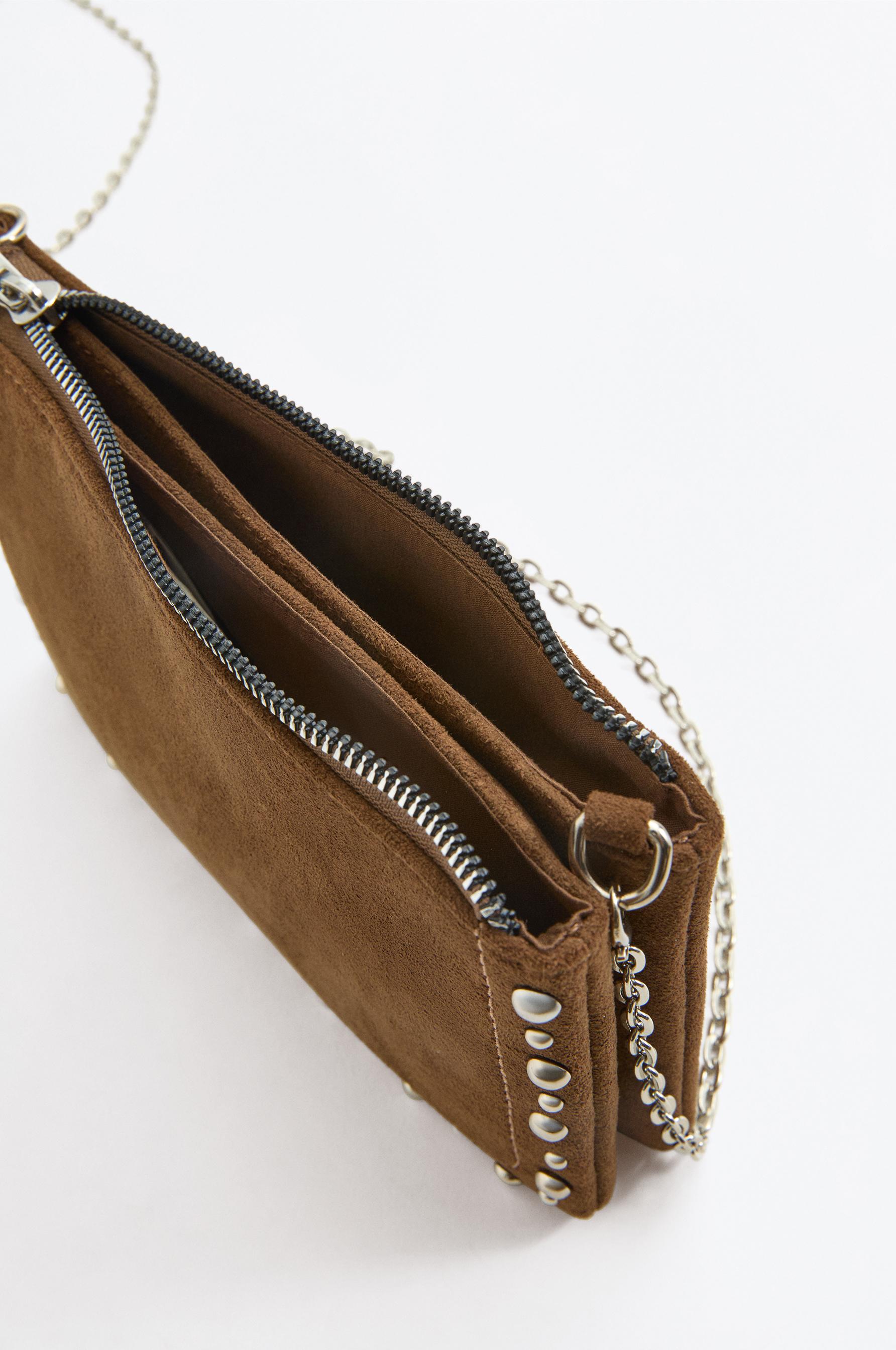 Faux suede crossbody bag — BROWN