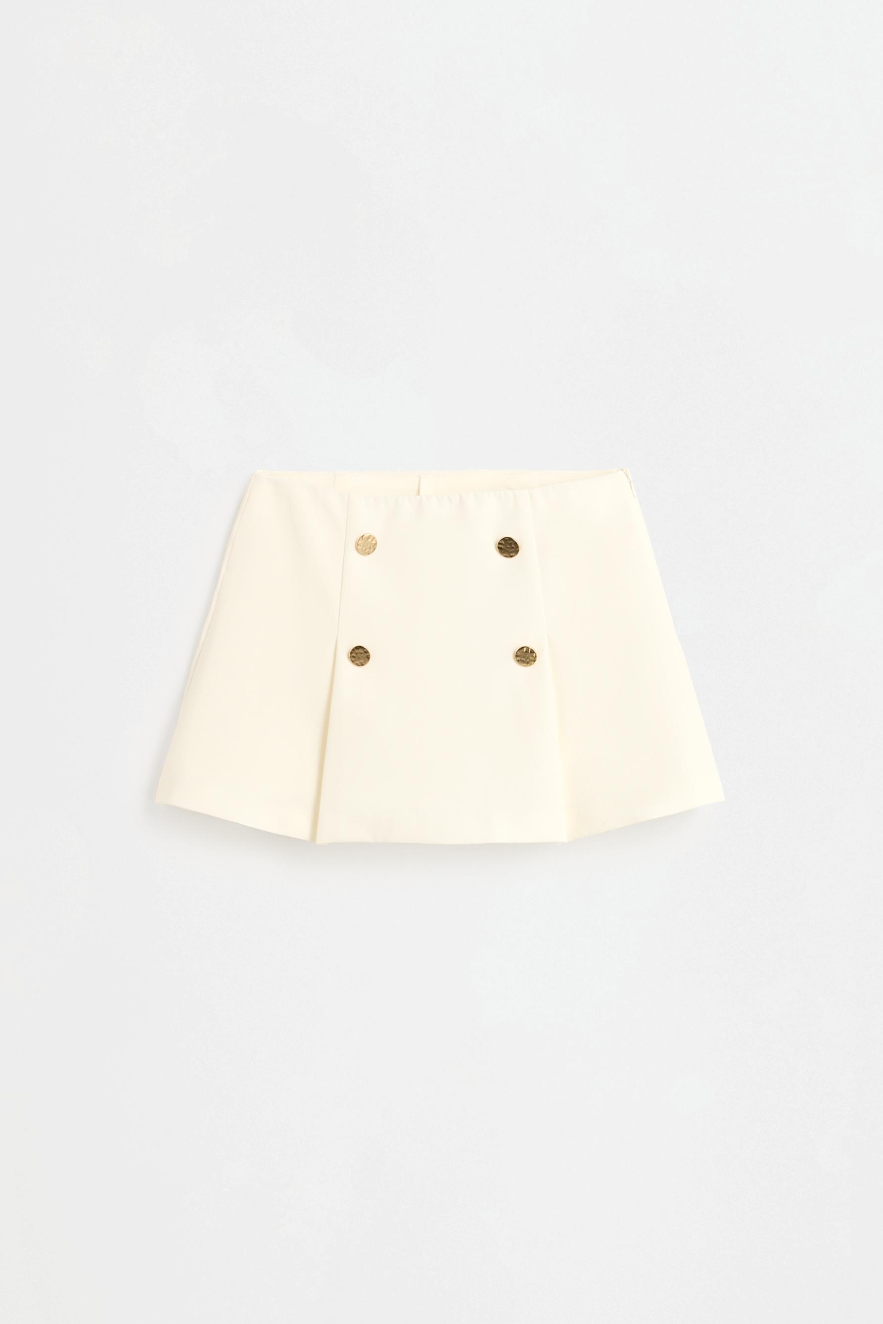 Gold button skort — OFF WHITE