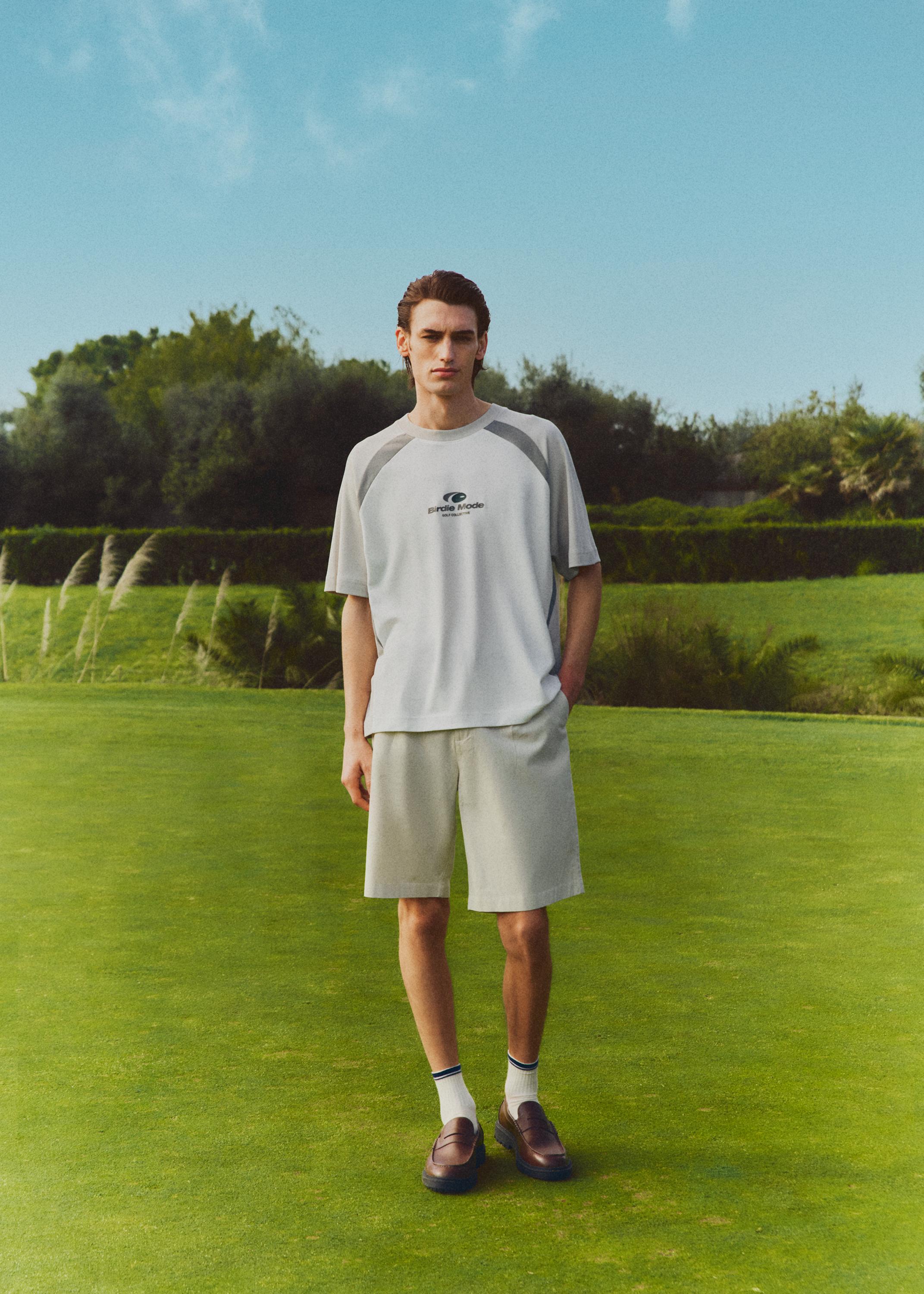 Pleated chino Bermuda shorts — GREY