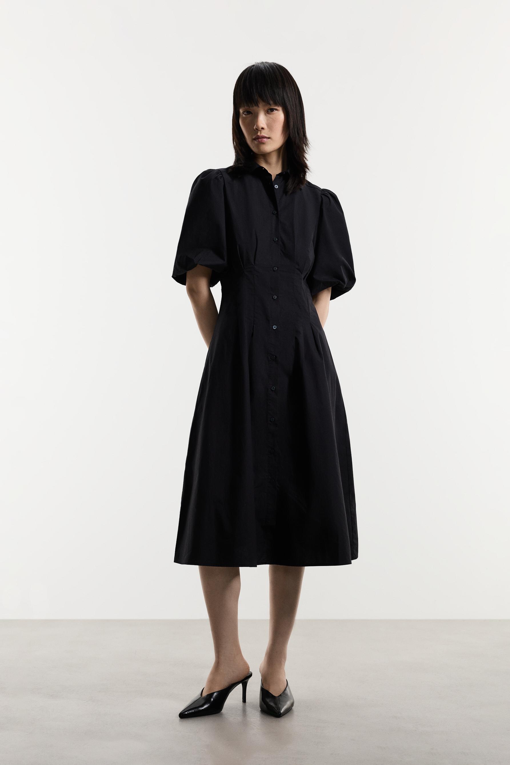 Midi shirt dress — BLACK