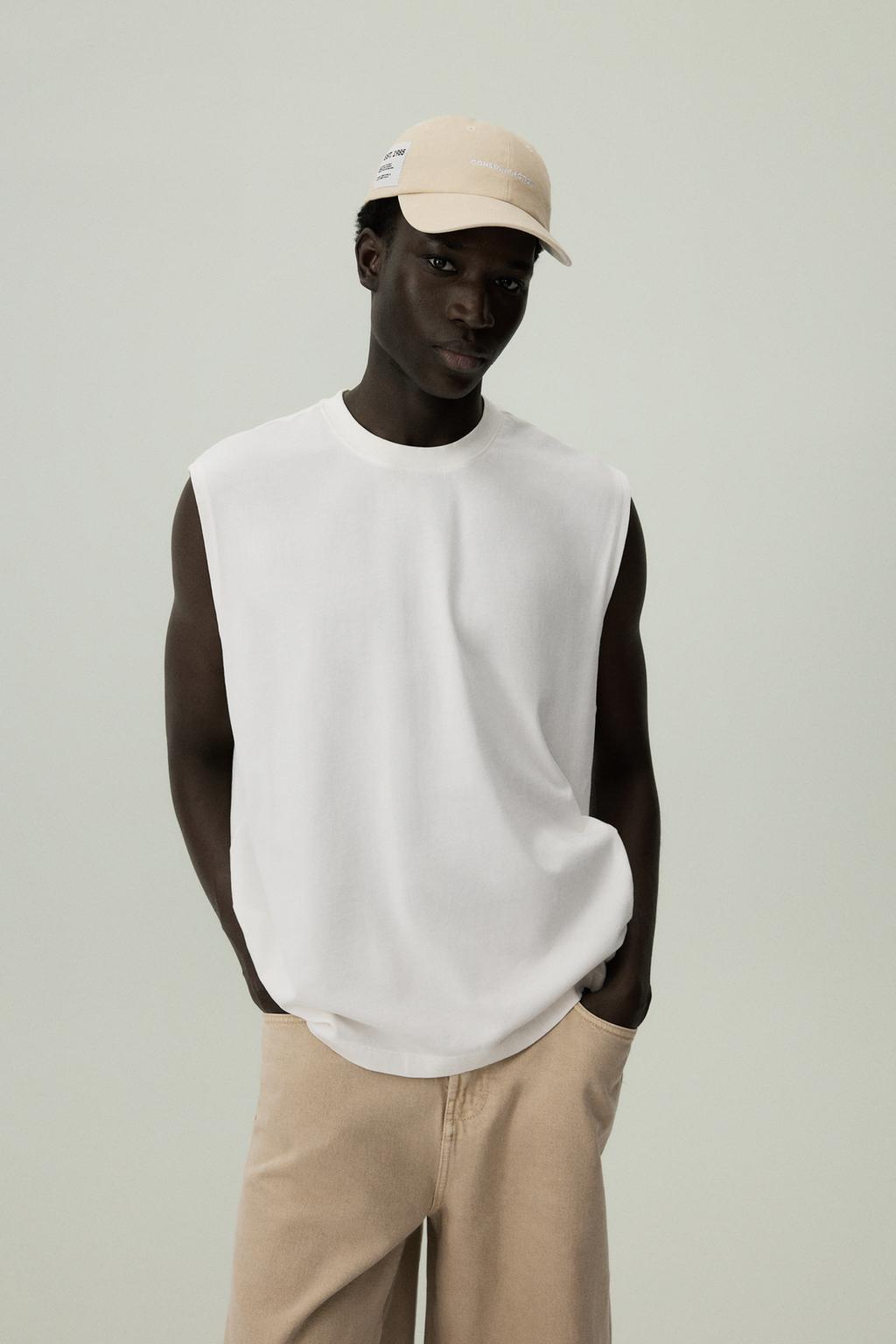 Faded-effect sleeveless top