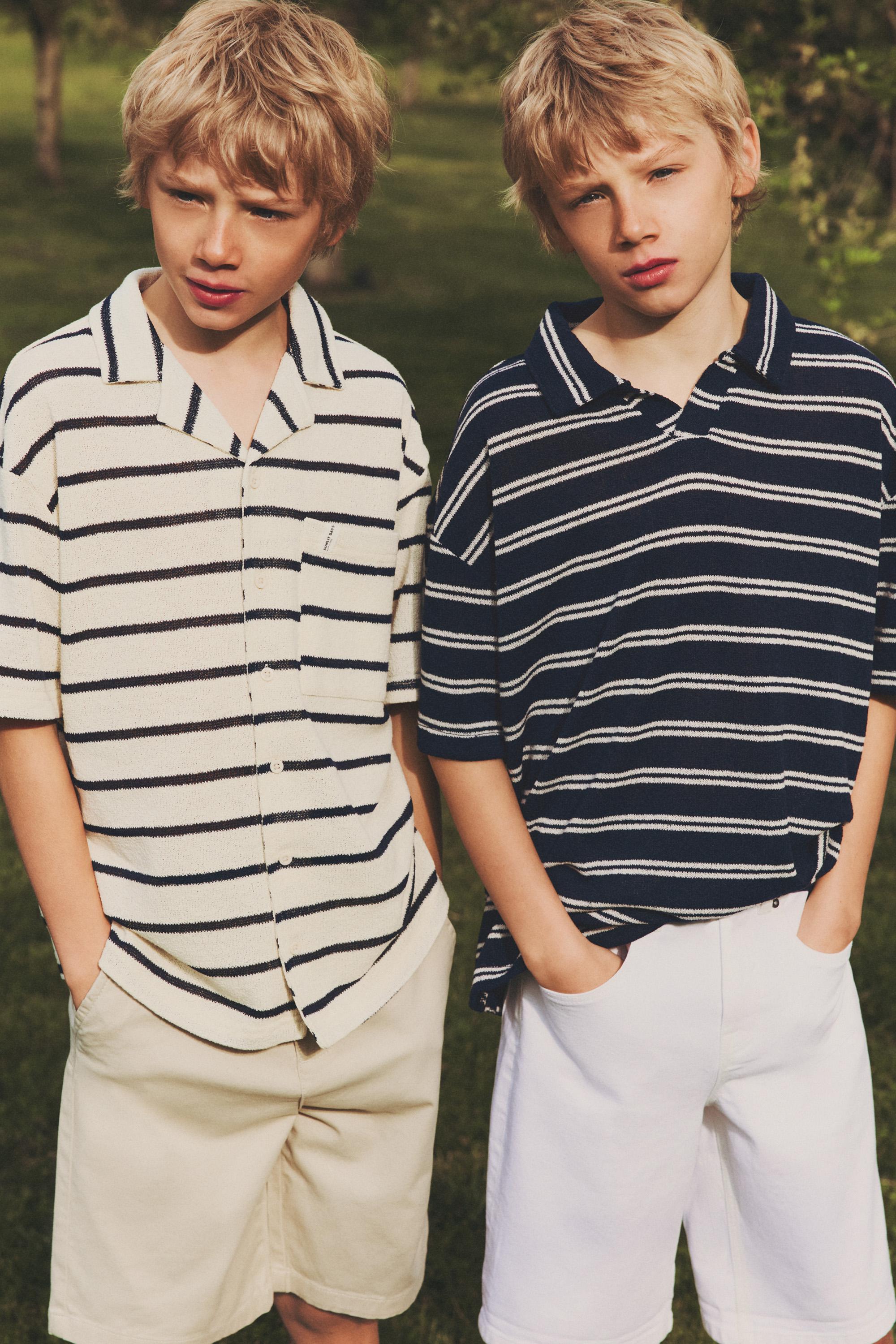 Bias cut striped shirt — ECRU