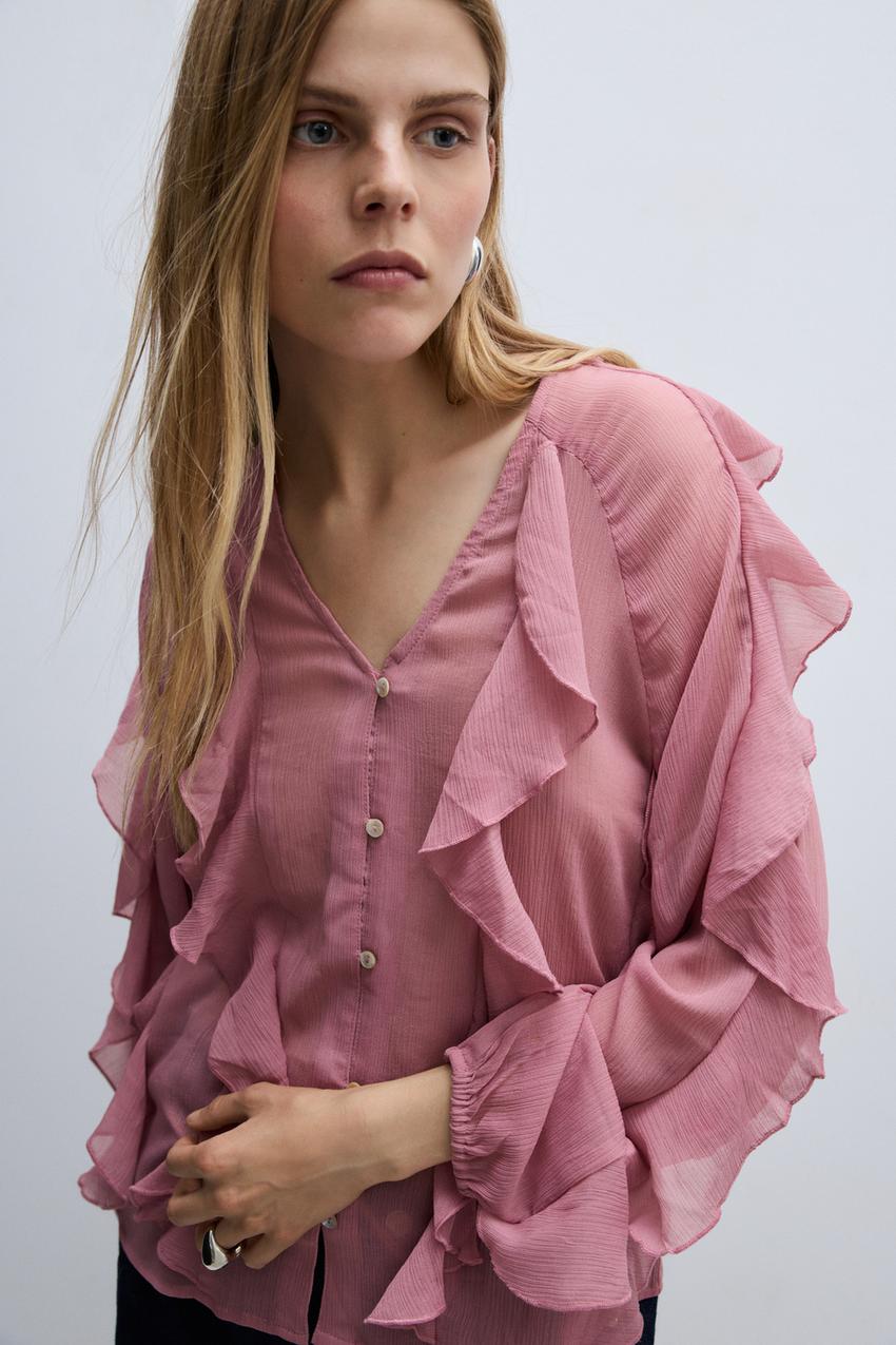 Camisa volantes Camisas Blusas ROPA Mujer Lefties ESPAÑA