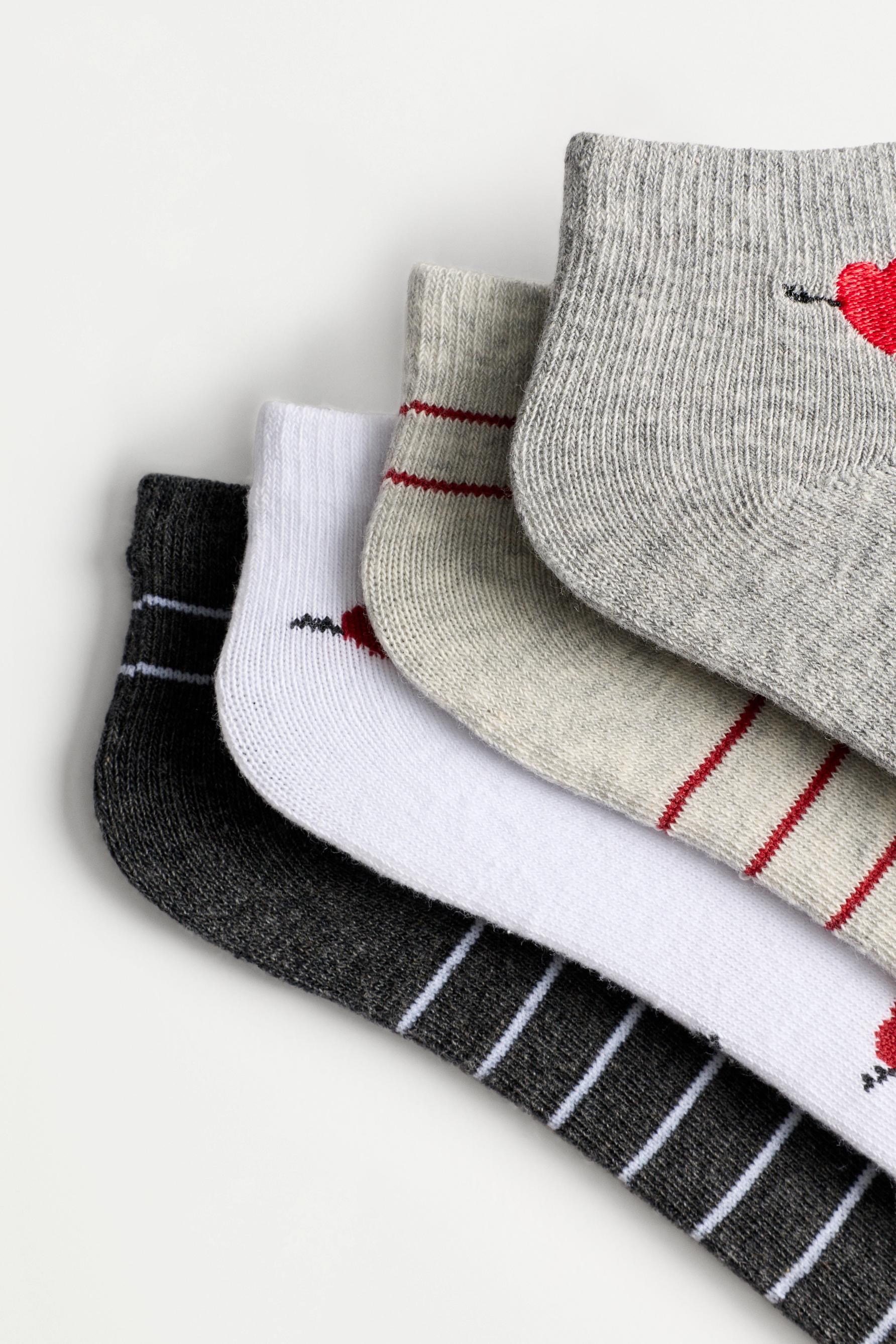4-Pack of Contrast Ankle Socks — GREY MARL