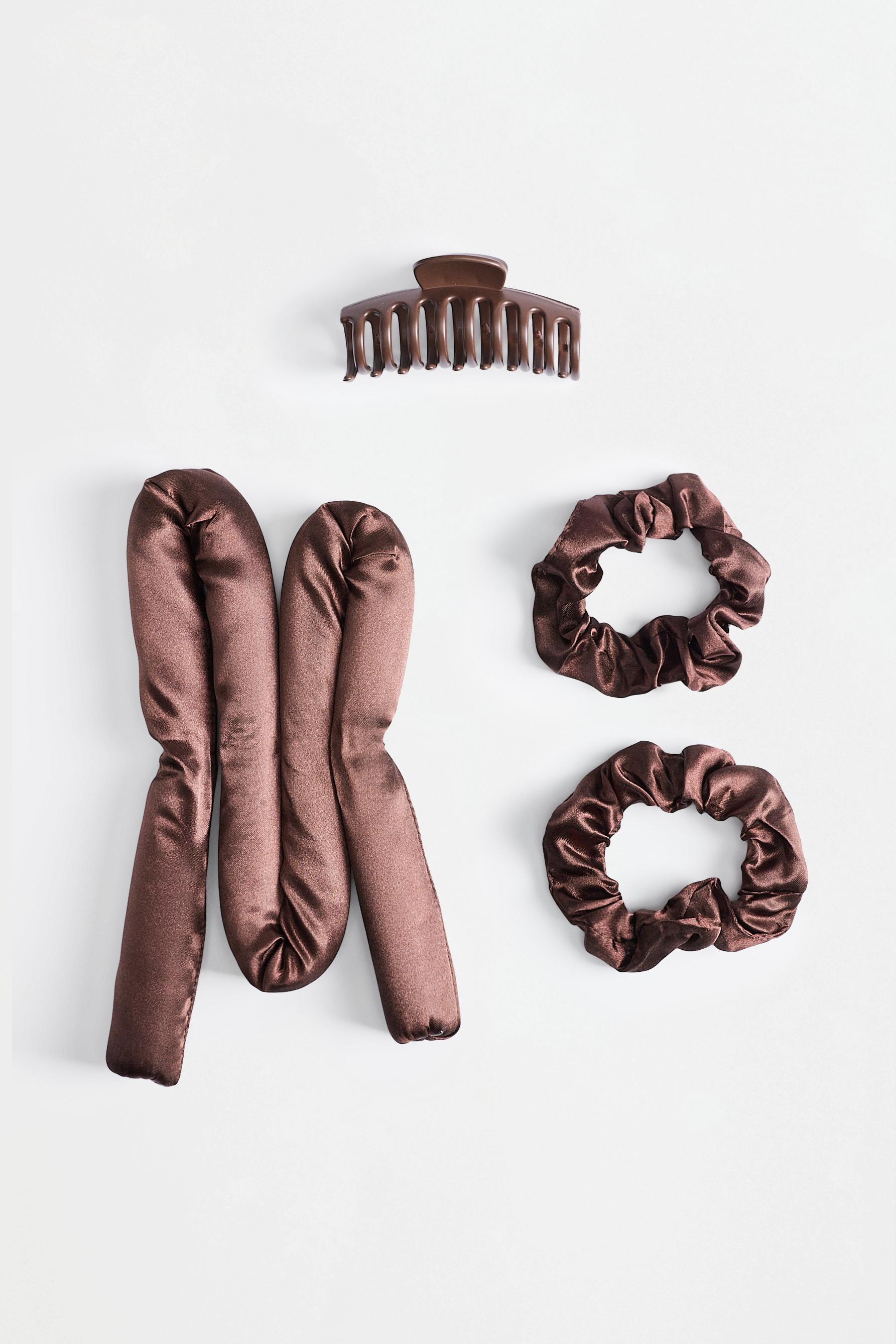 Heatless hair curler set — BROWN