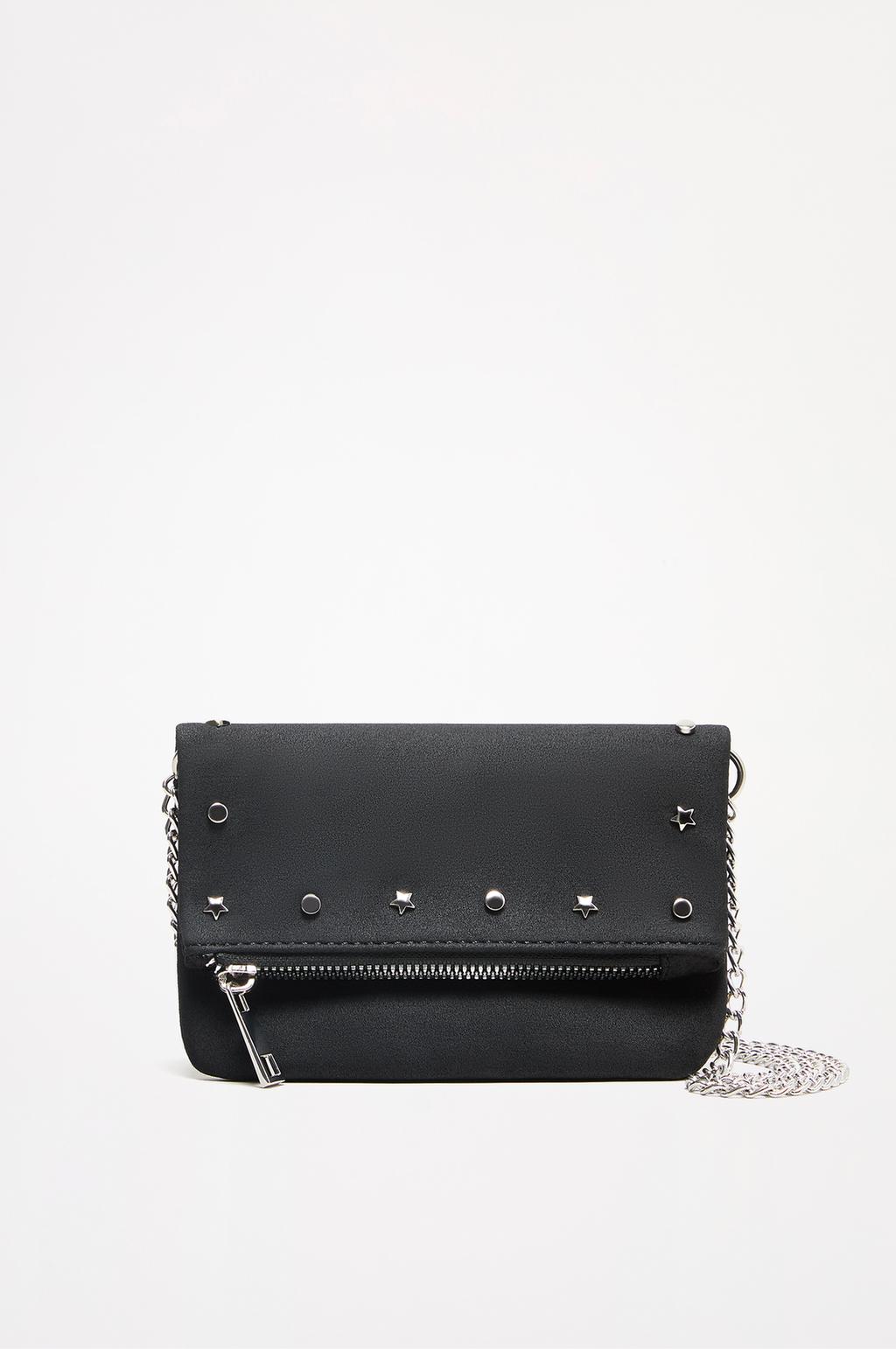 Studded crossbody bag with flap