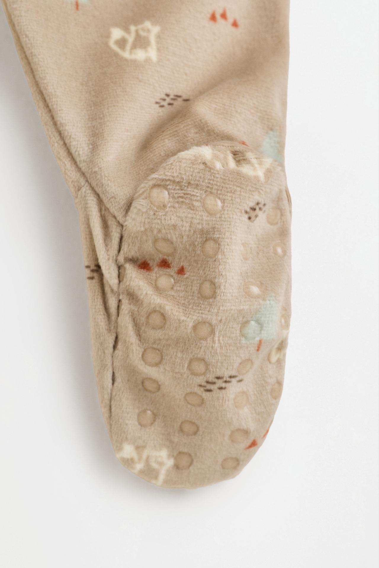 Printed velvety footed pajamas — OCHRE