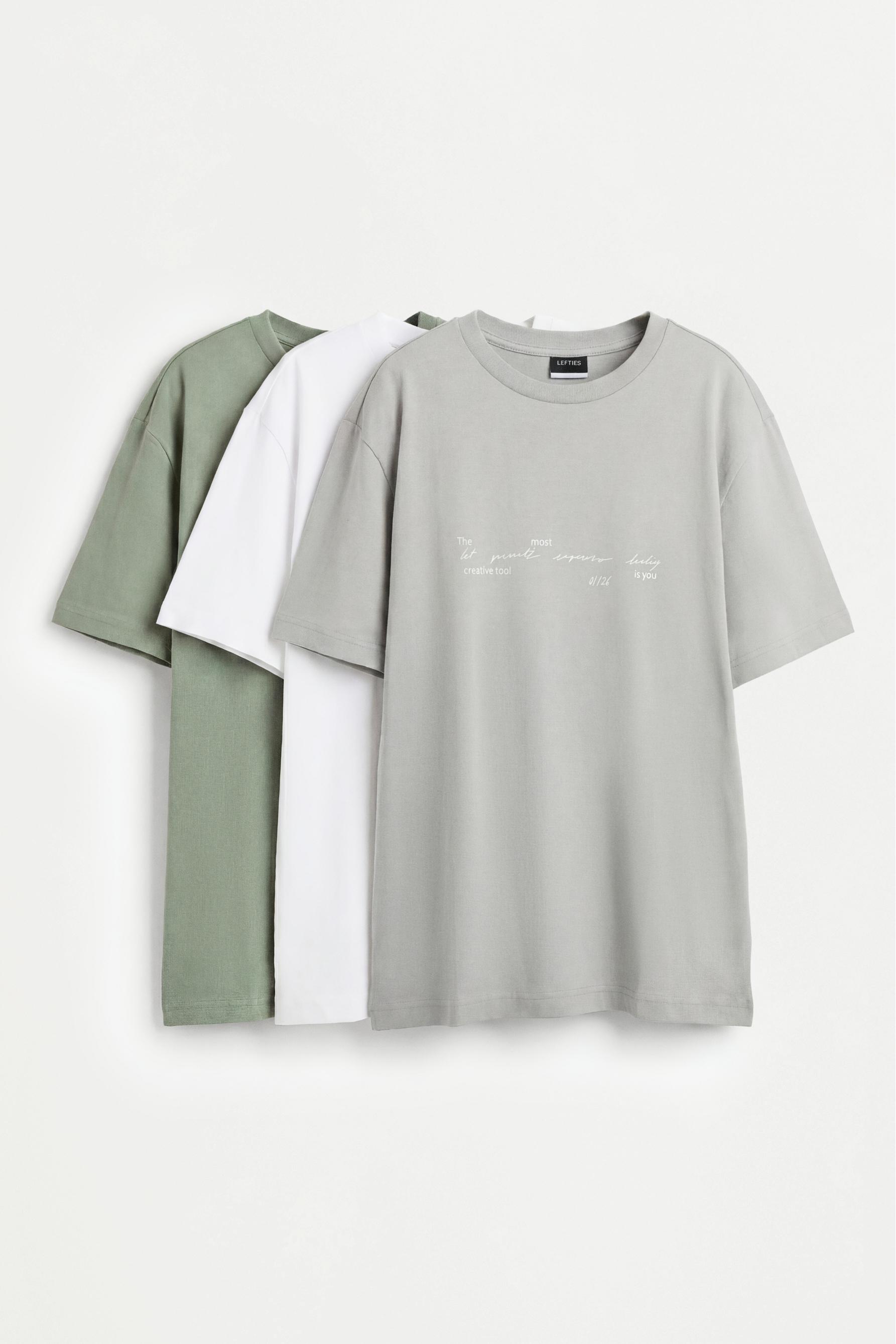 3-pack of printed T-shirts — STEEL