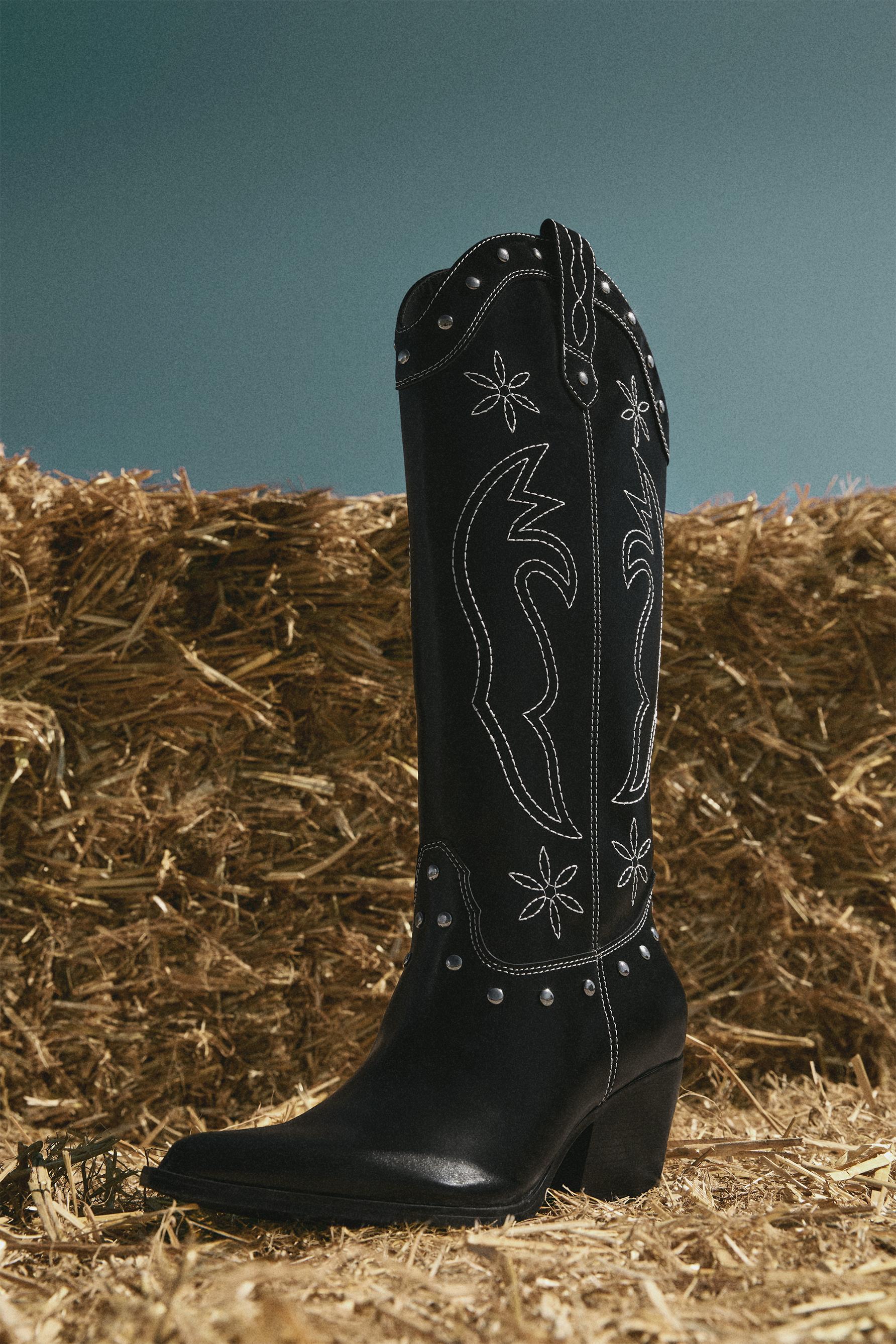 Cowboy studded boot — BLACK