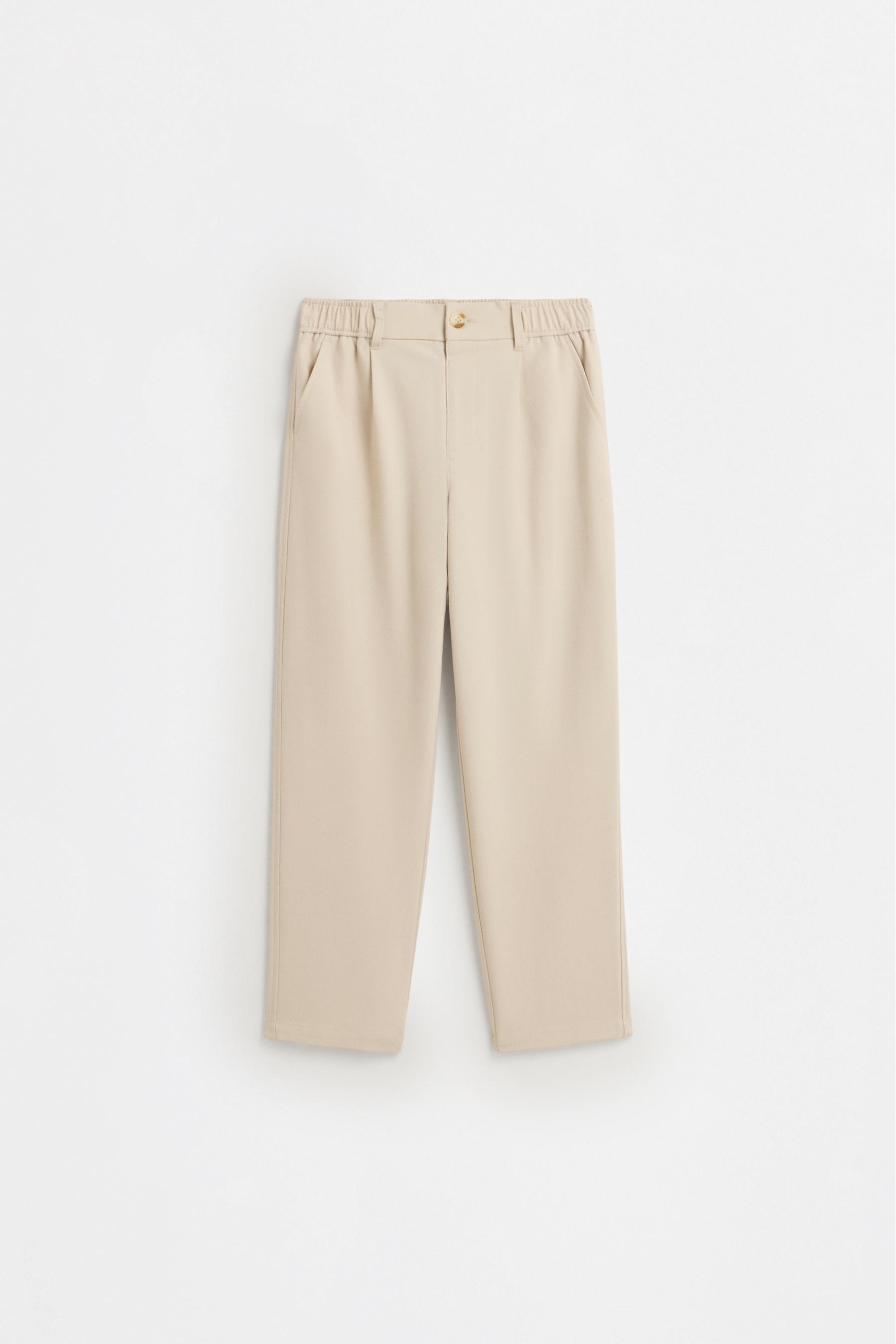 Tailored fit pleated trousers — SAND