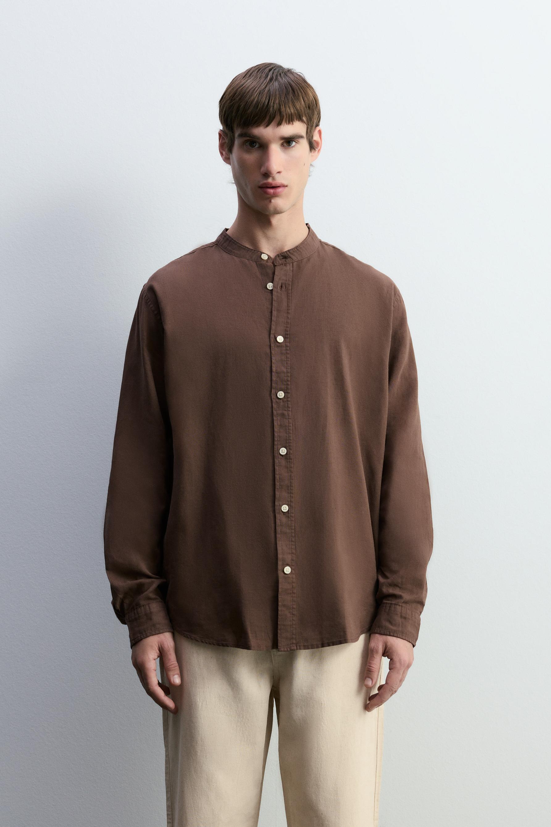 Camisa cuello mao lino - algodón