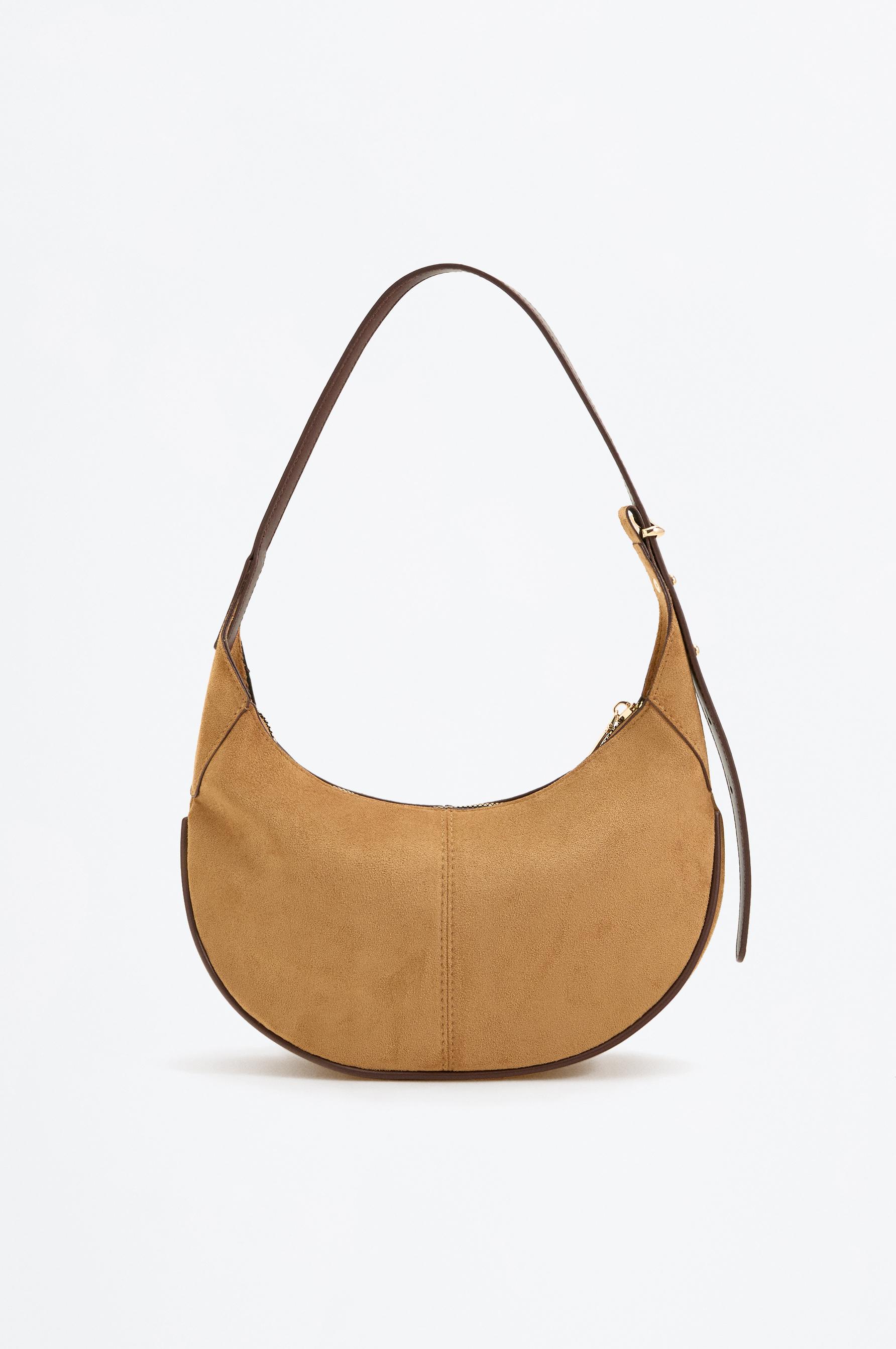 Faux Suede Shoulder Bag — CAMEL