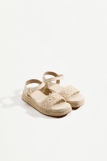 Lace platform sandals — BEIGE 2