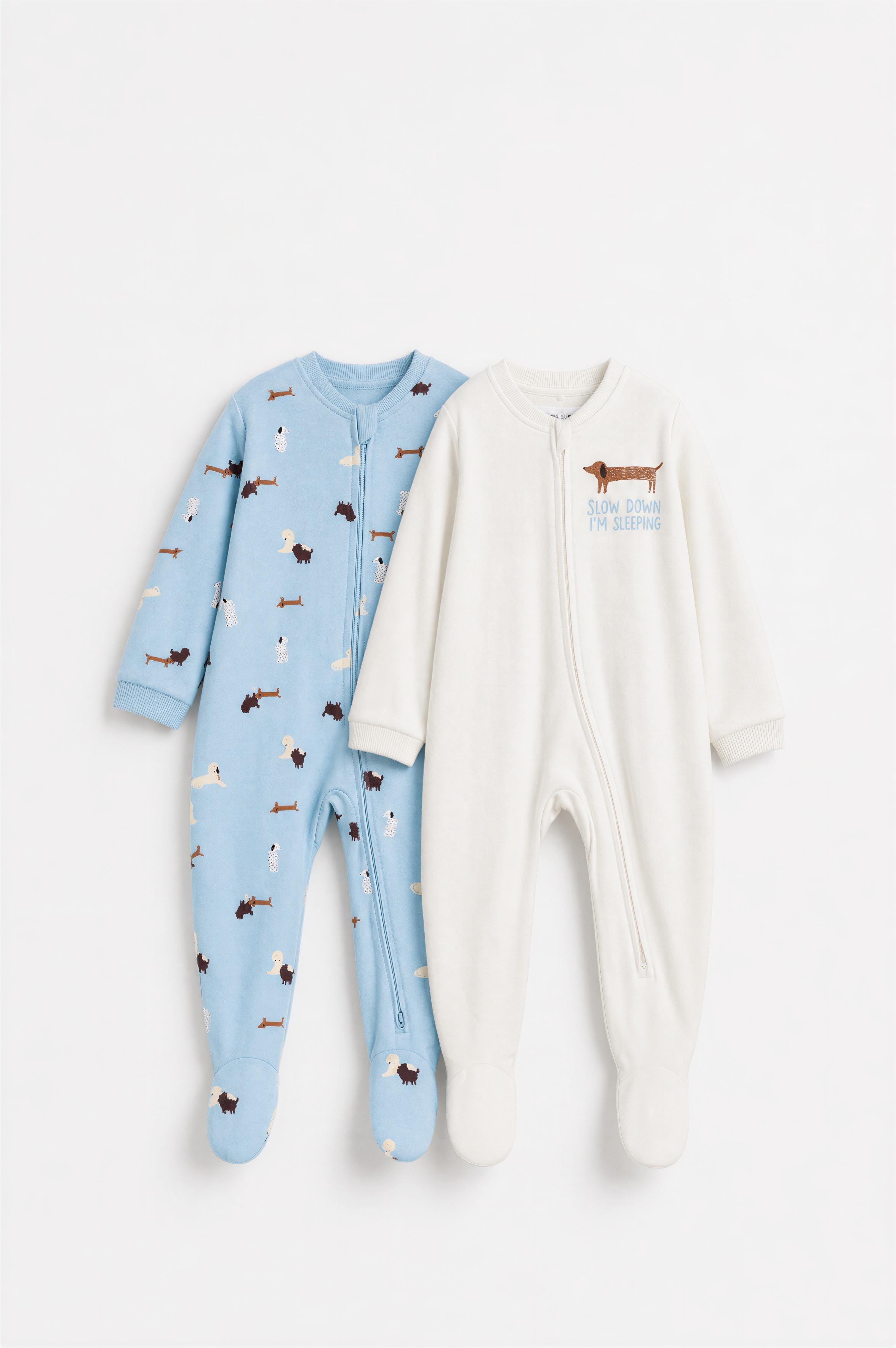 Pack of 2 dinosaur sleepsuits — ECRU