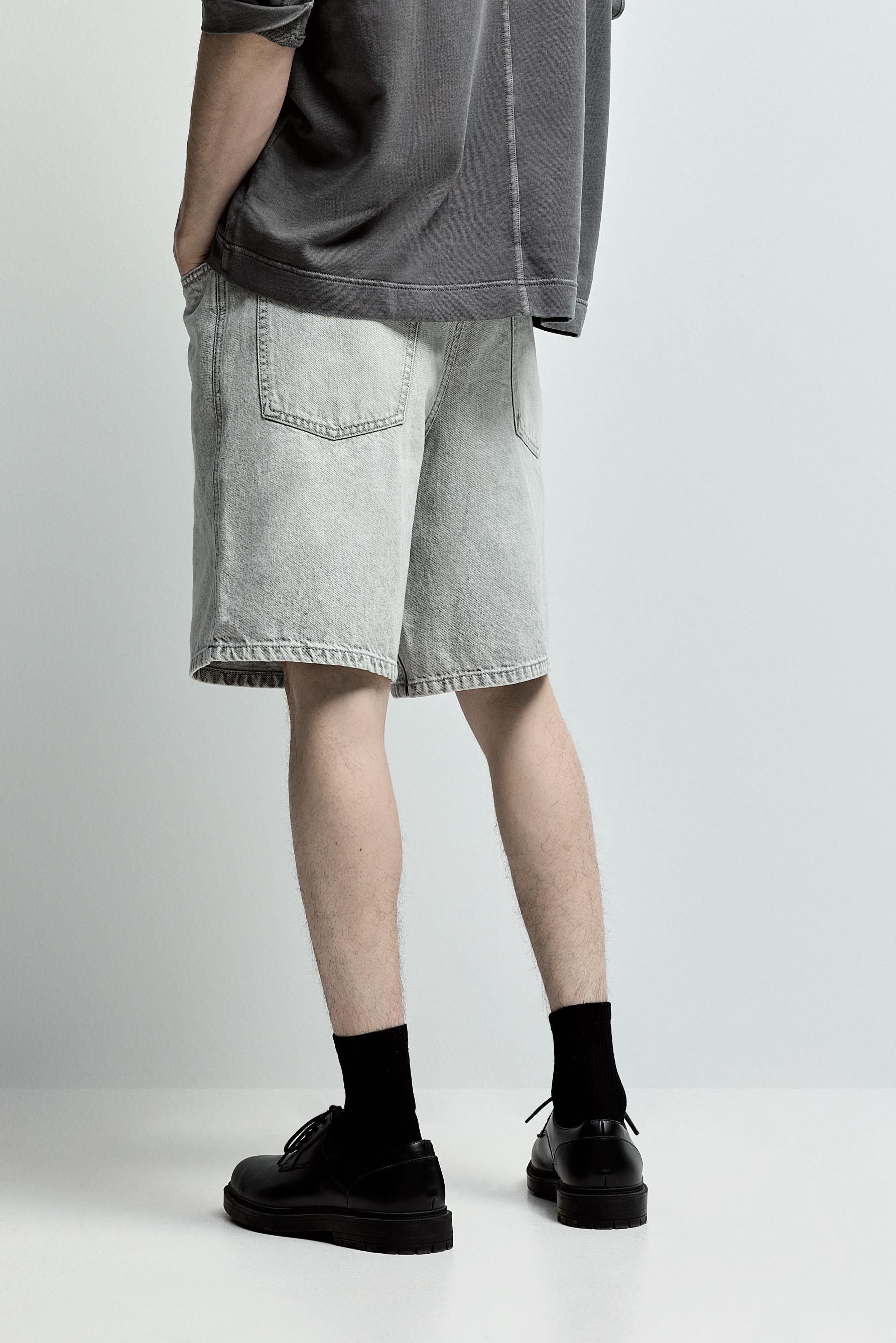 Straight denim Bermuda shorts — PALE GREY