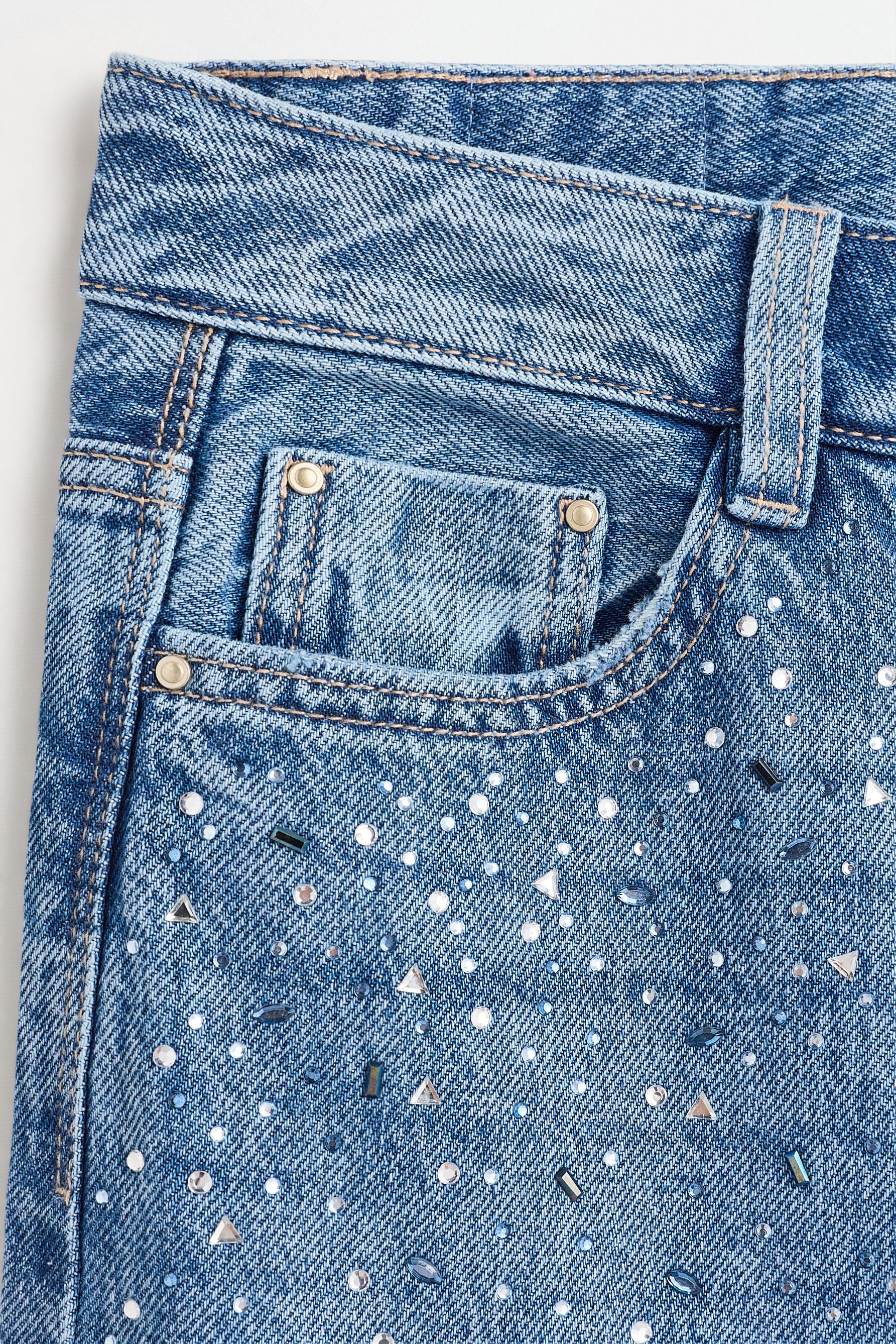Rhinestone wide-leg jeans — DARK BLUE