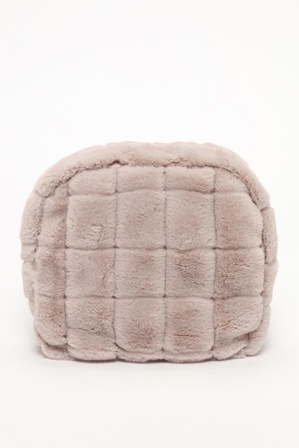 Faux fur toiletry bag