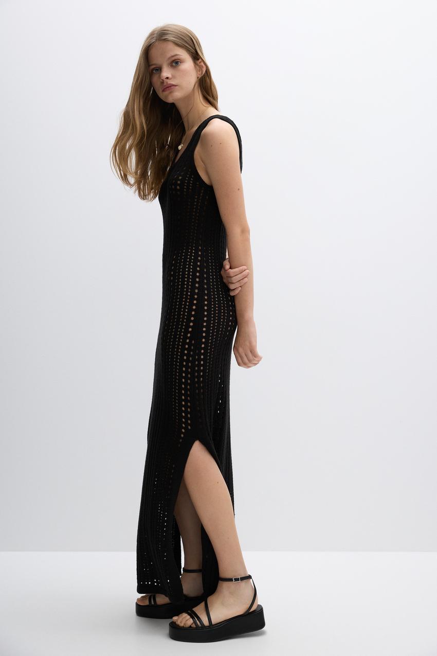 Vestido midi punto calado Pantalón Vaquero Pantalones ROPA