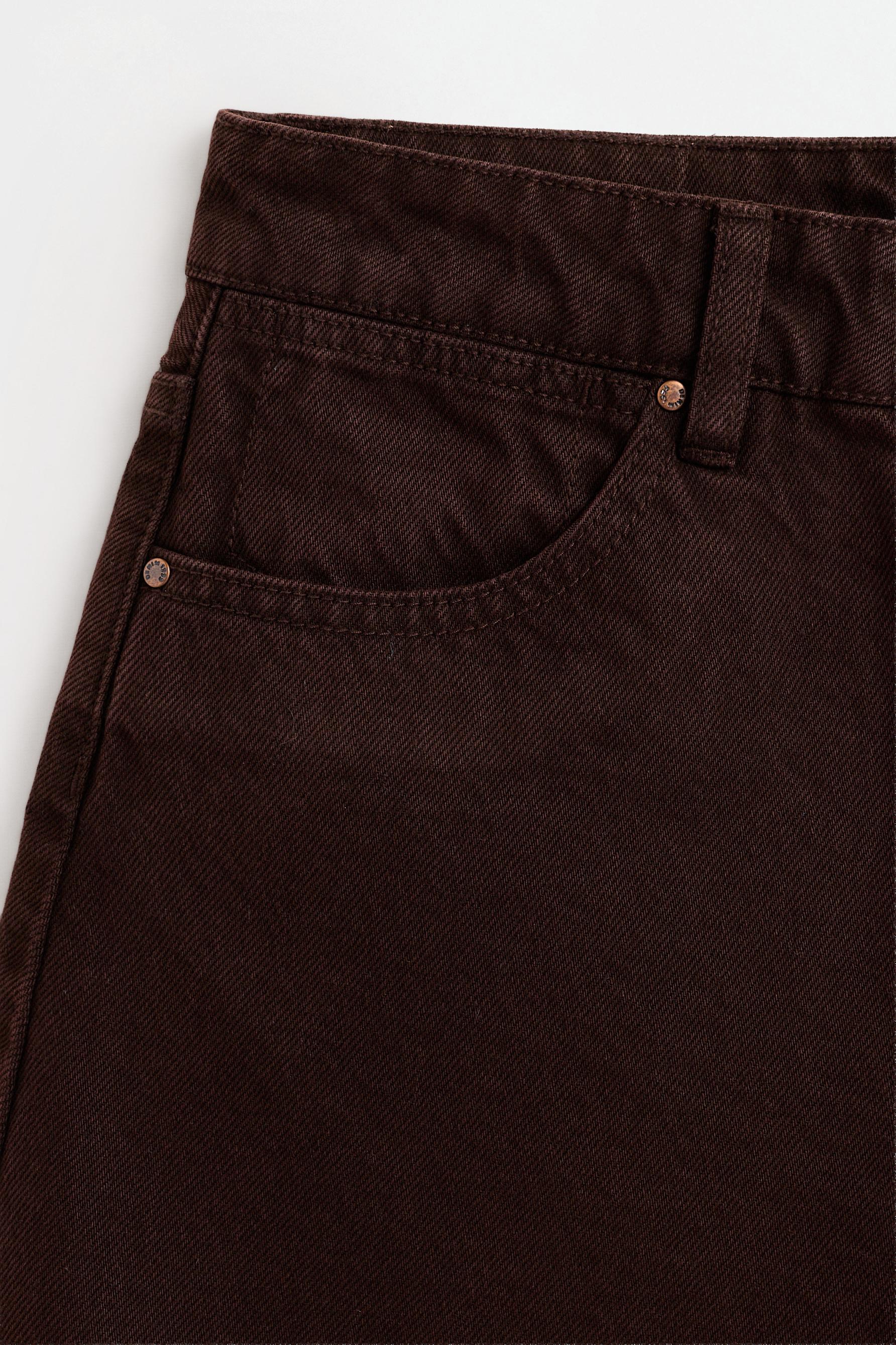 Basic mom fit denim shorts — BROWN