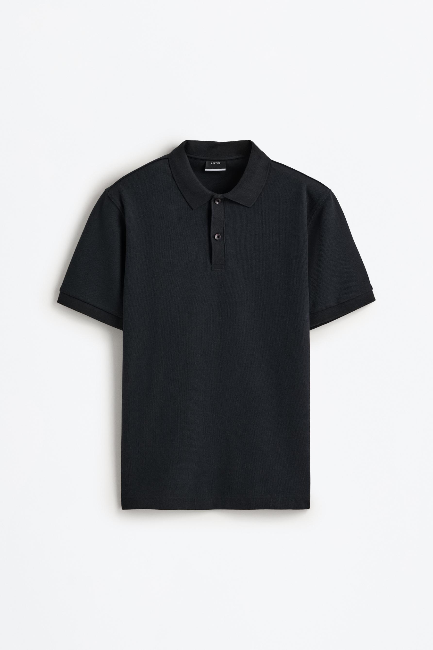 Basic textured polo shirt — NAVY
