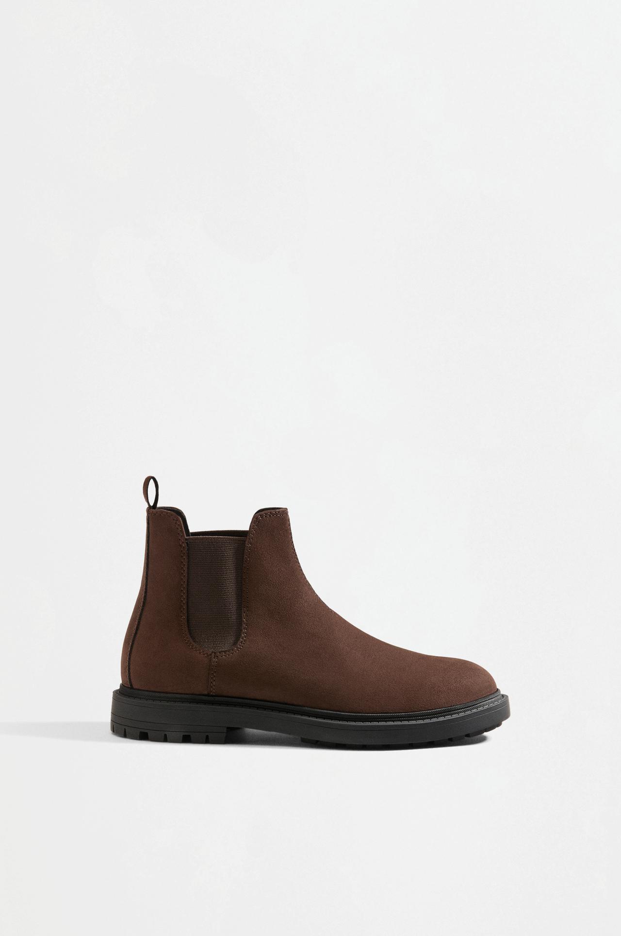 Faux Split Suede Chelsea Ankle Boots — BROWN