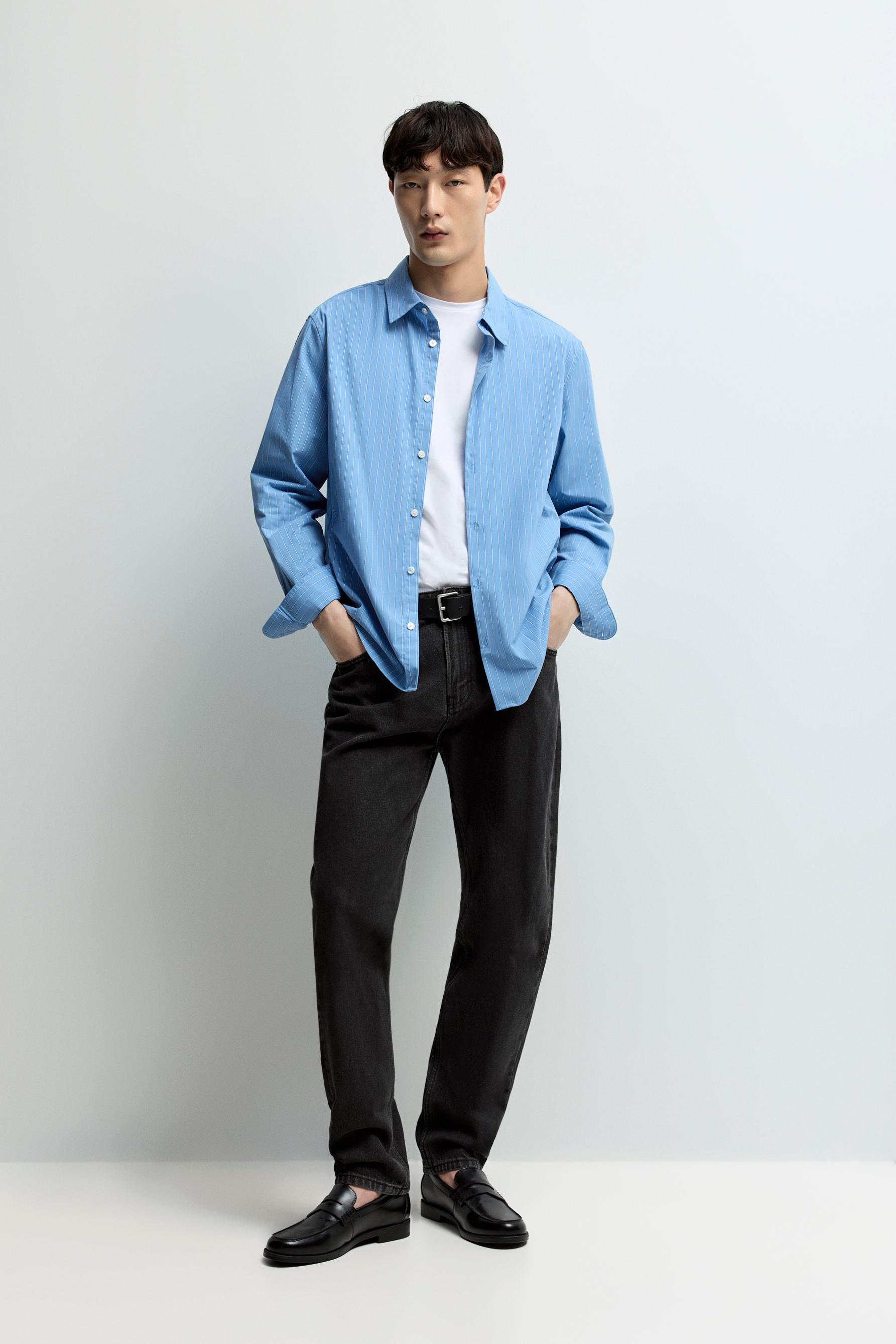 Striped regular fit shirt — FADED INDIGO