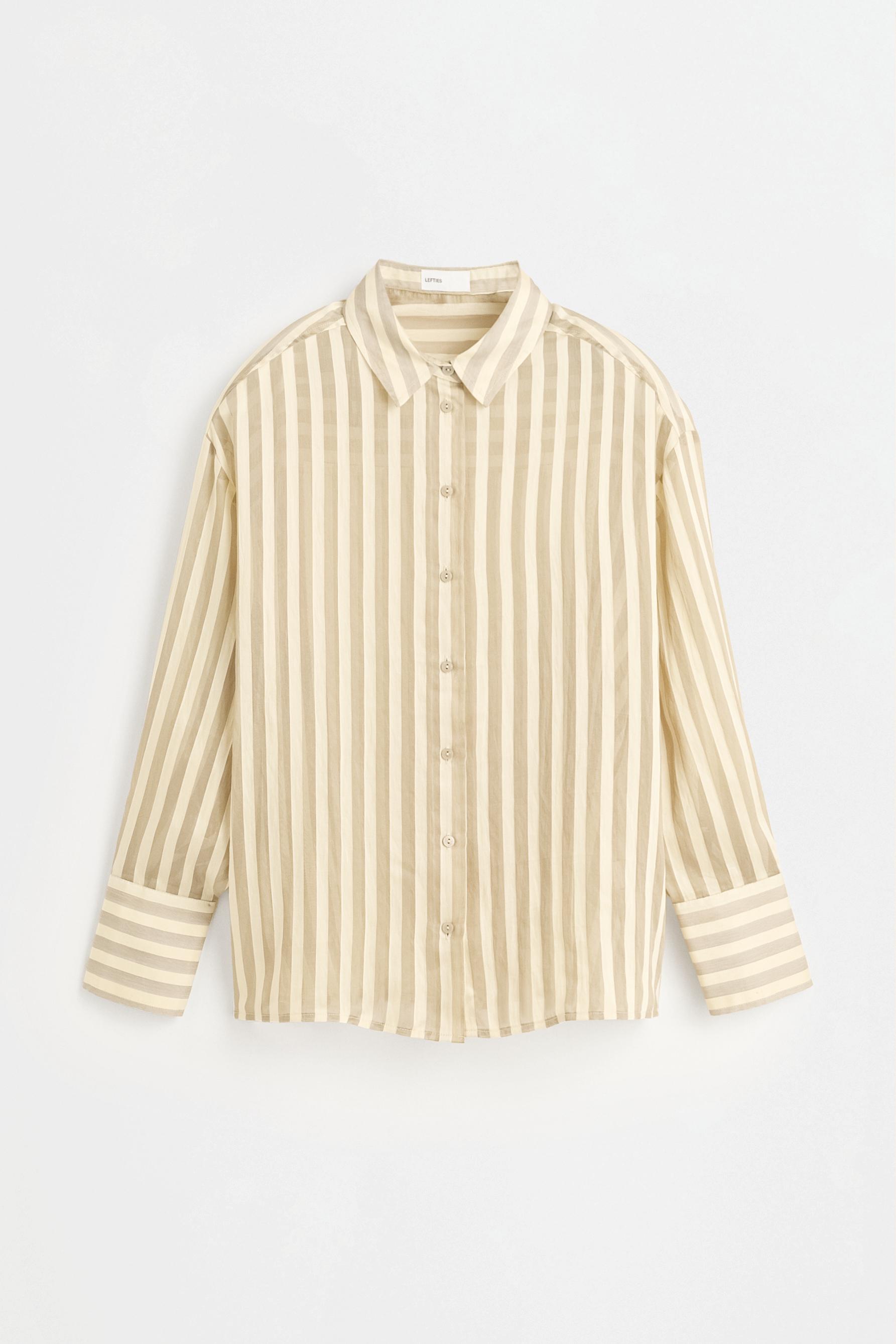 Semi-sheer flowing shirt — PALE KHAKI