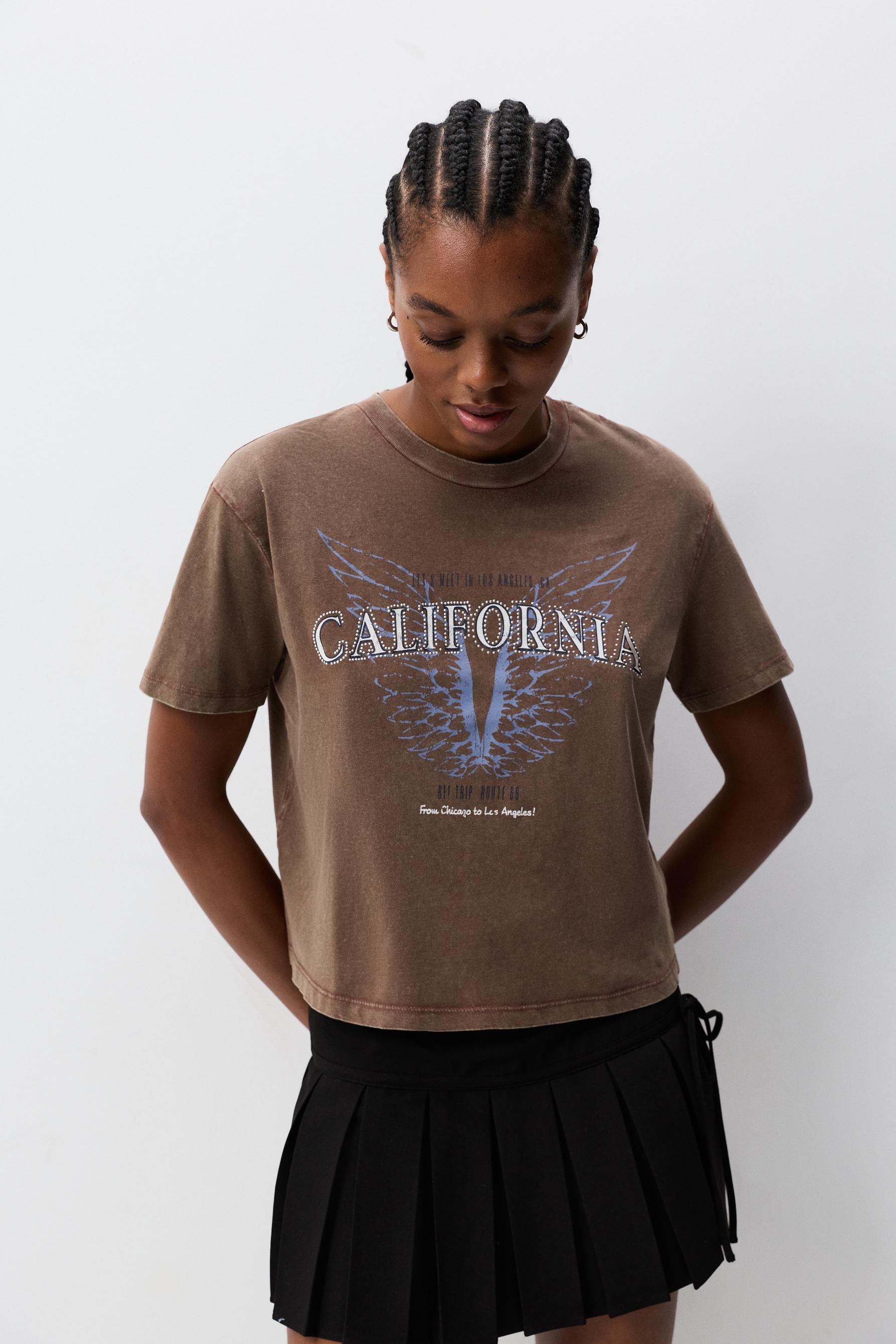 Camiseta estampada efecto lavado